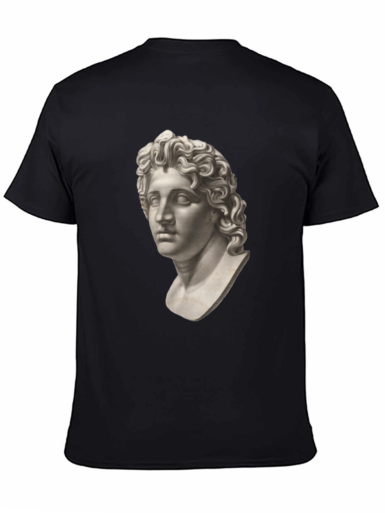 Statue Head Graphic Tee - Classic Black Cotton T-Shirt