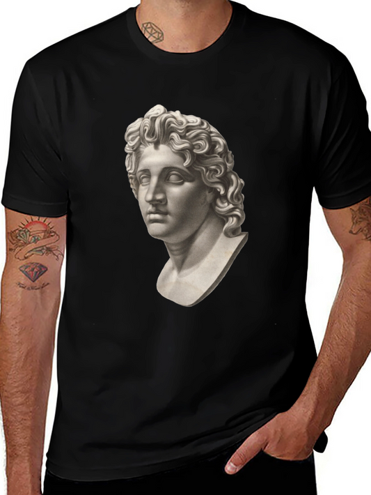 Statue Head Graphic Tee - Classic Black Cotton T-Shirt