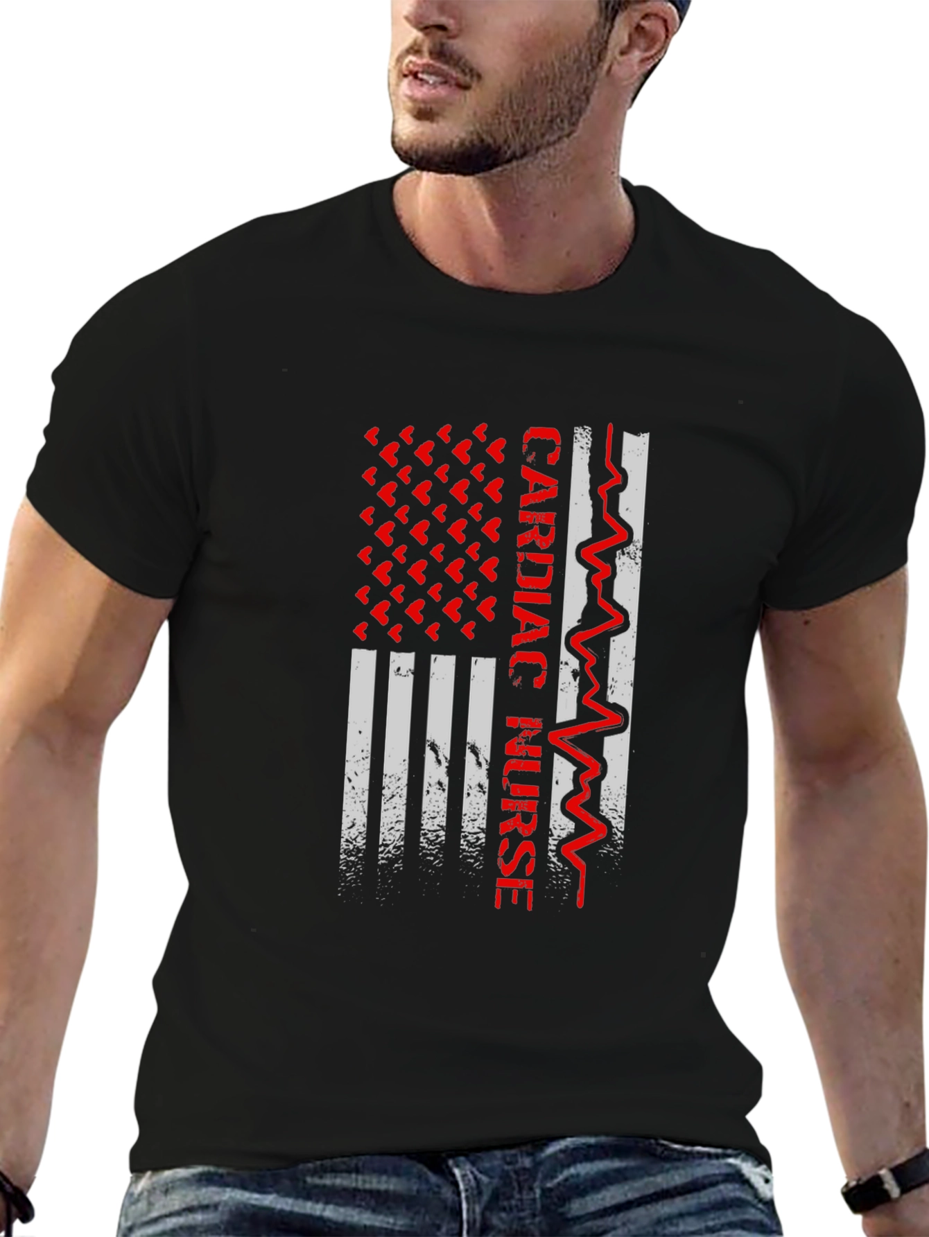 Cardiac Nurse American Flag Graphic Tee
