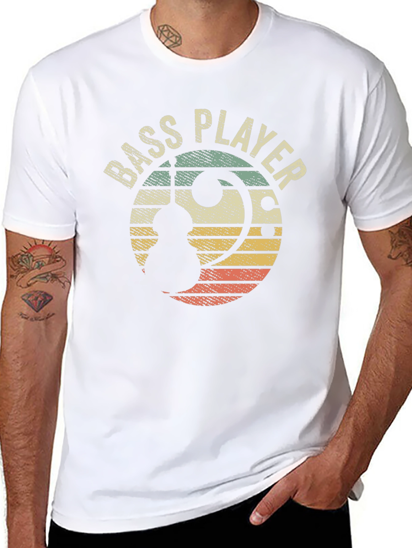 Bass Player Retro Sunset Graphic Tee - Musician T-Shirt