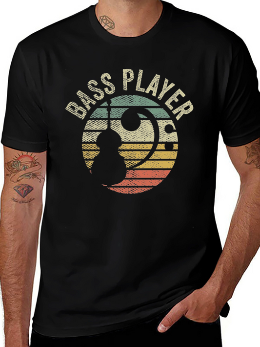 Bass Player Retro Sunset Graphic Tee - Musician T-Shirt