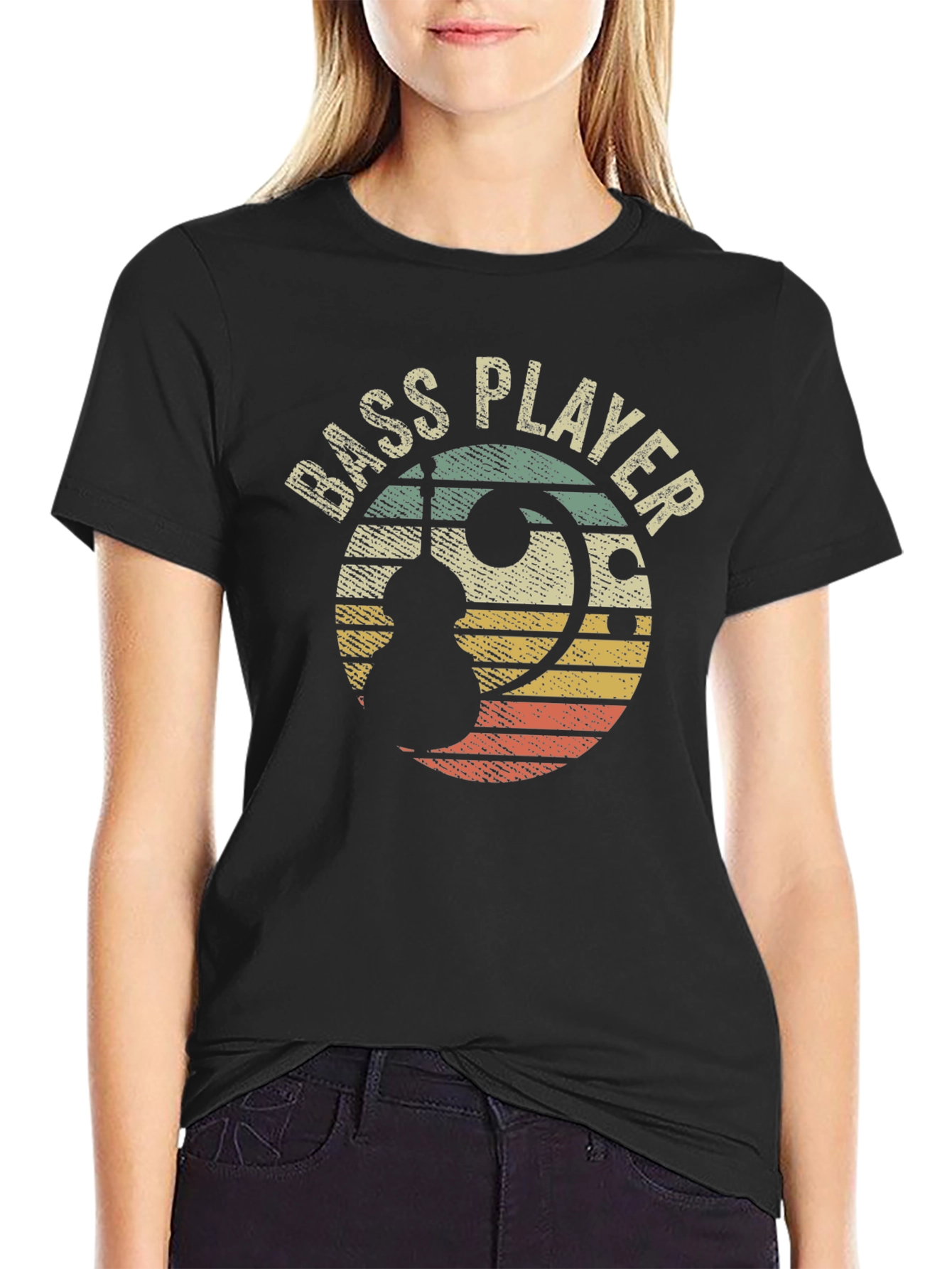 Bass Player Retro Sunset Graphic Tee - Musician T-Shirt