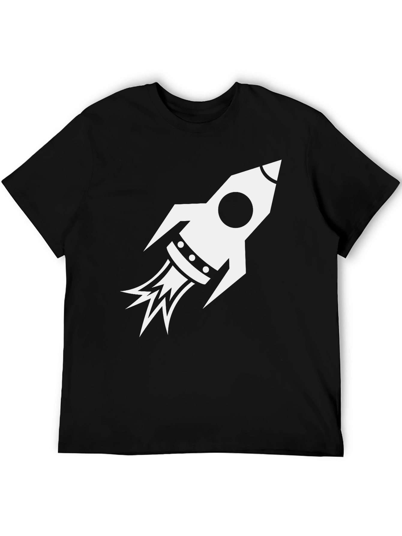 Rocket Graphic Black Tee - Blast Off in Style!