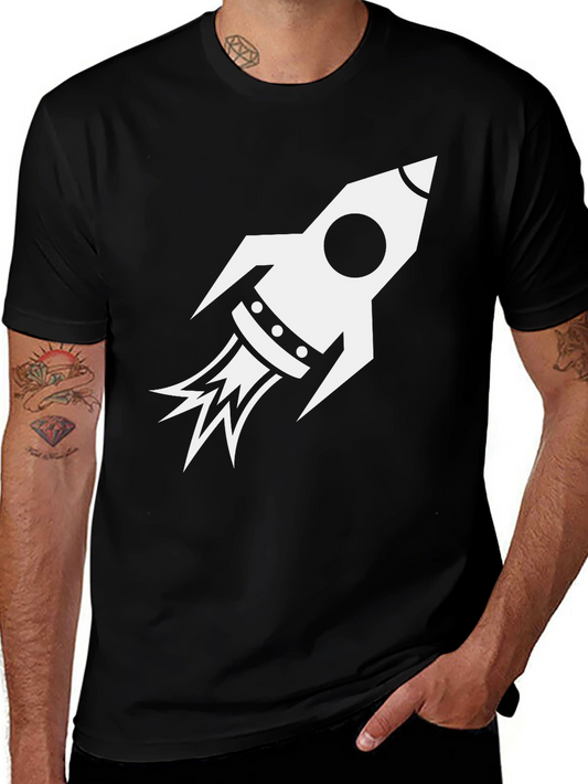 Rocket Graphic Black Tee - Blast Off in Style!