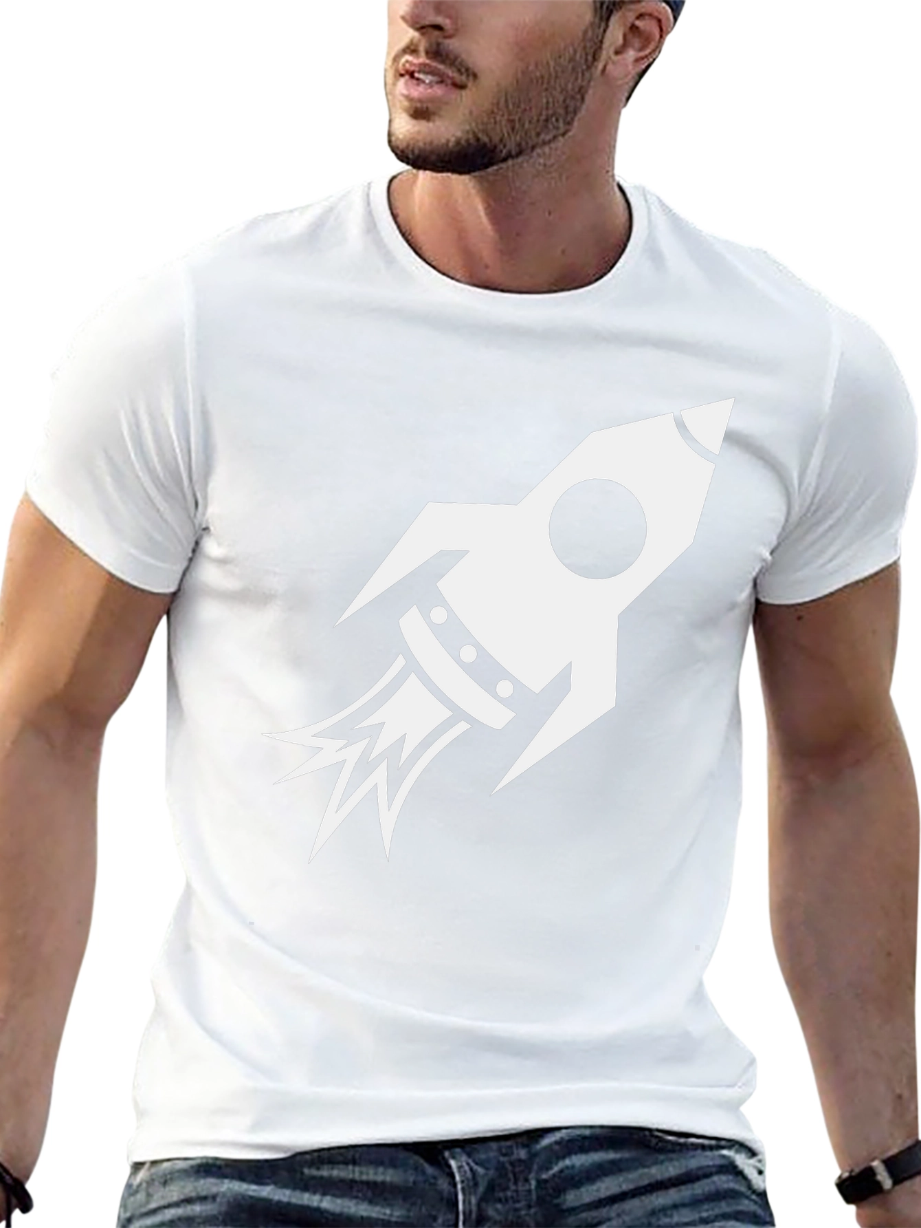Rocket Graphic Black Tee - Blast Off in Style!