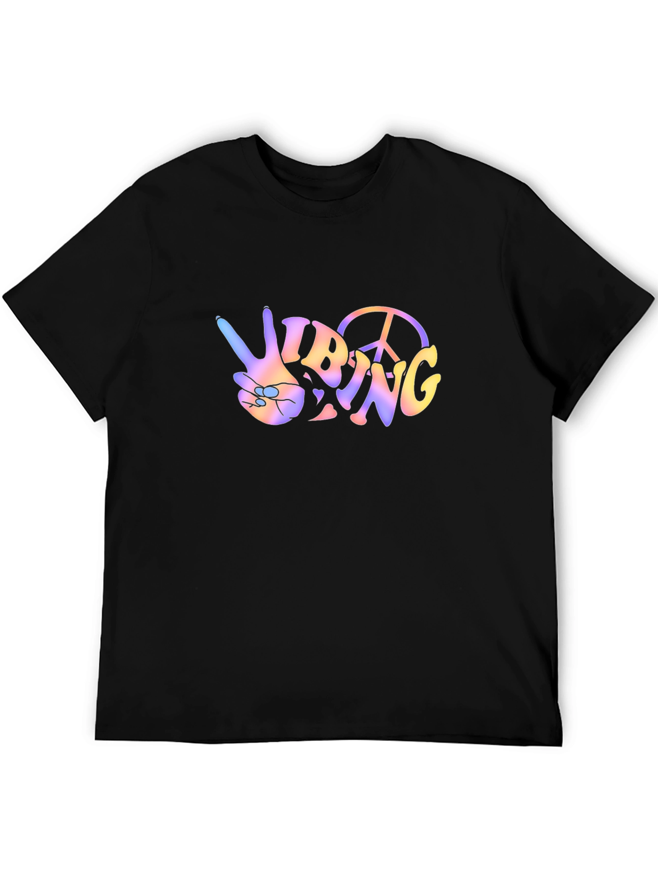 Vibing Peace Sign Black T-Shirt