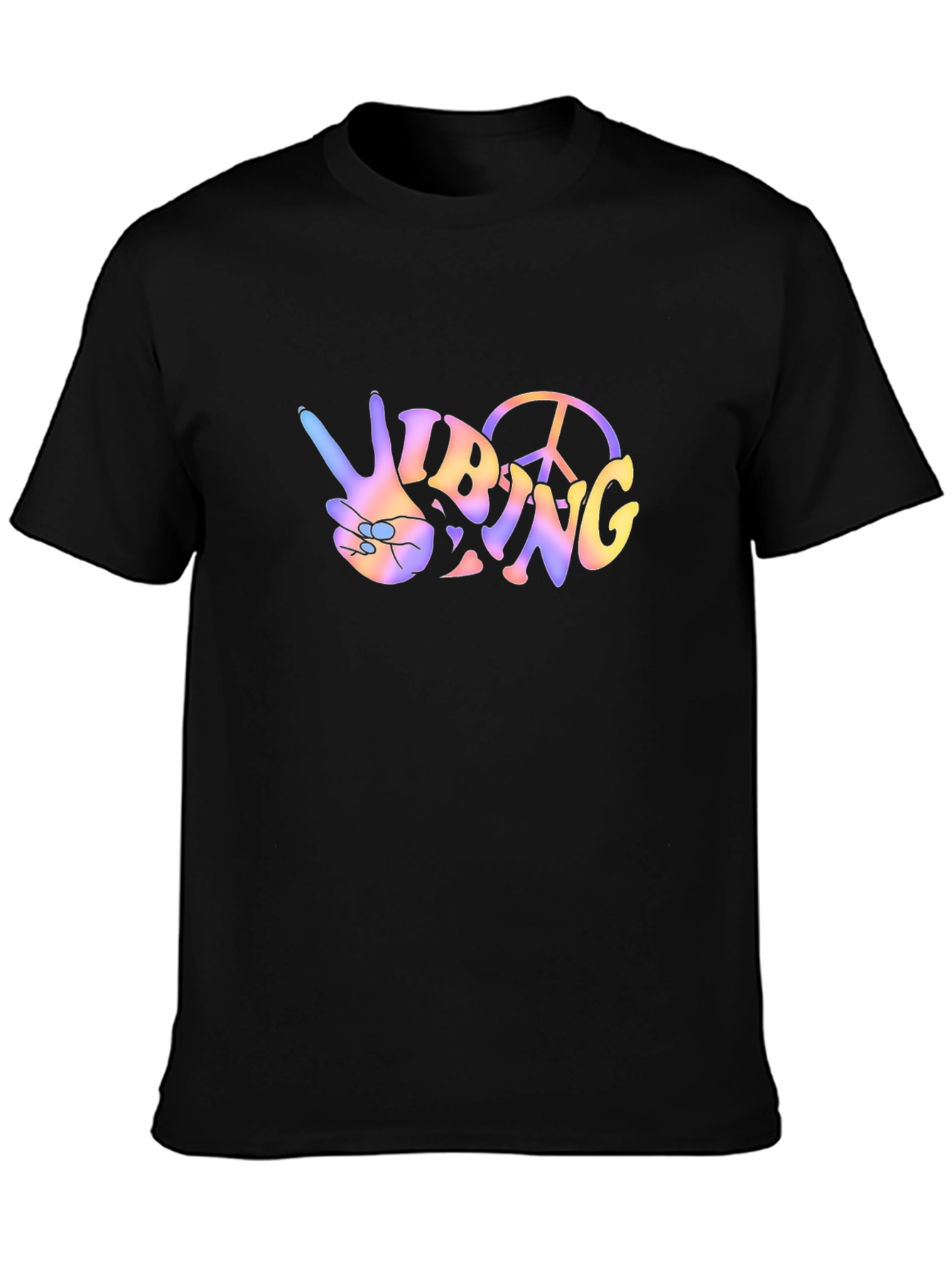 Vibing Peace Sign Black T-Shirt