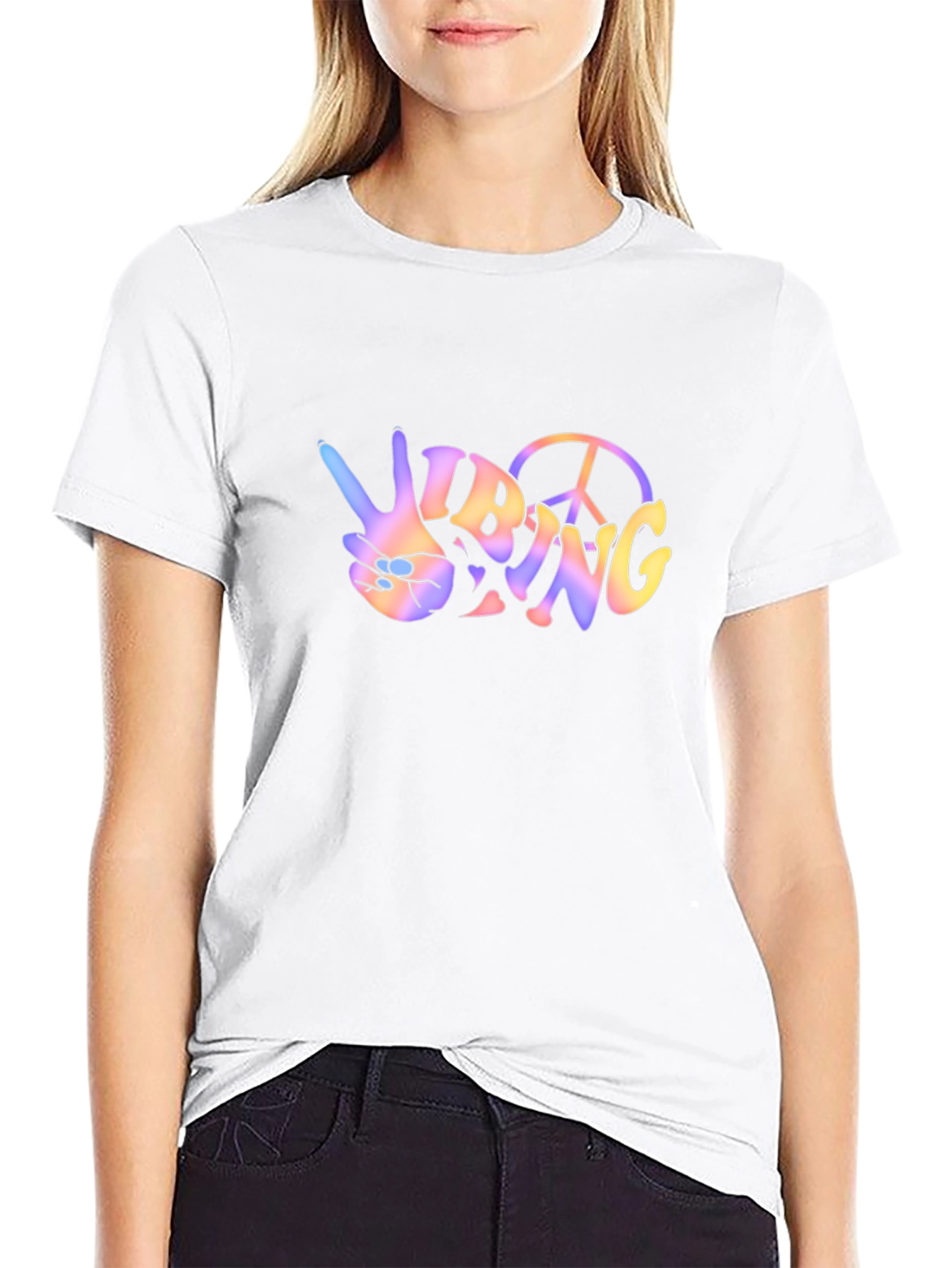 Vibing Peace Sign Black T-Shirt