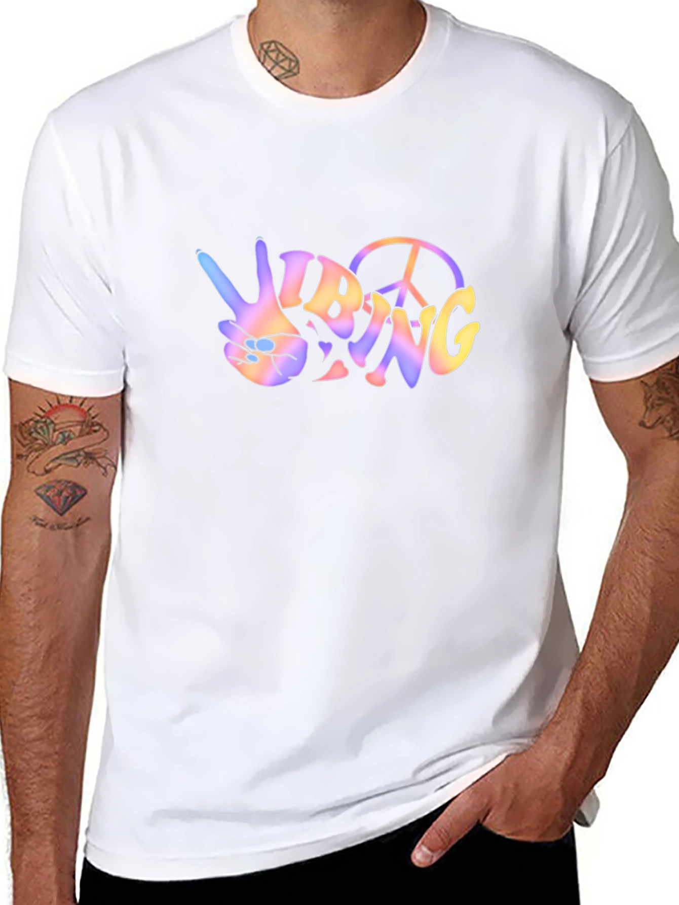Vibing Peace Sign Black T-Shirt