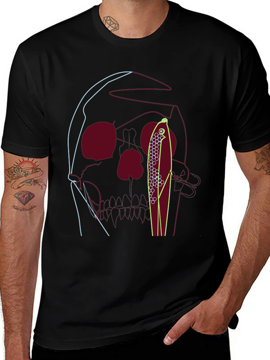 Skull & Fishing Lure Graphic Tee - Unique Design