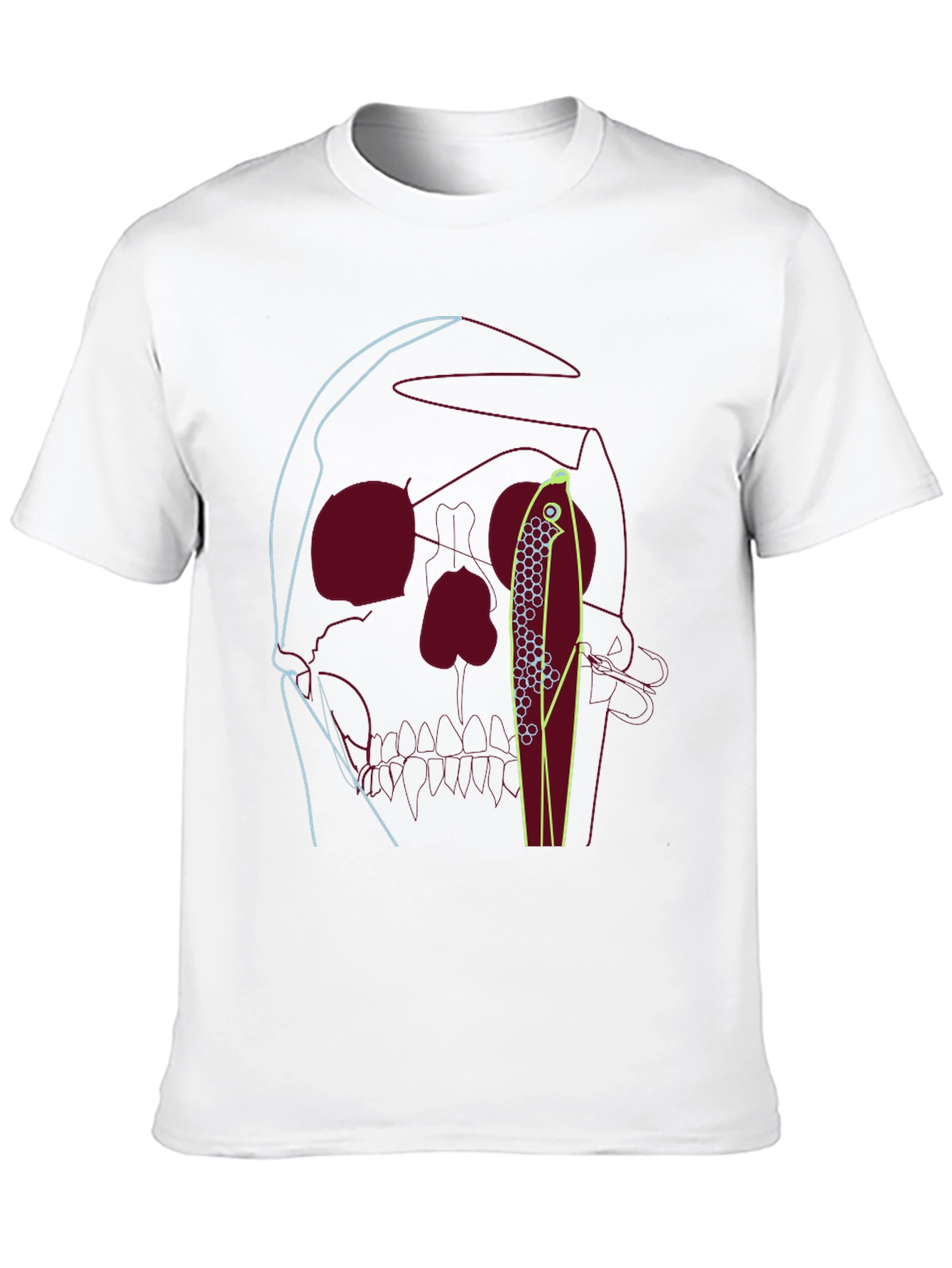 Skull & Fishing Lure Graphic Tee - Unique Design