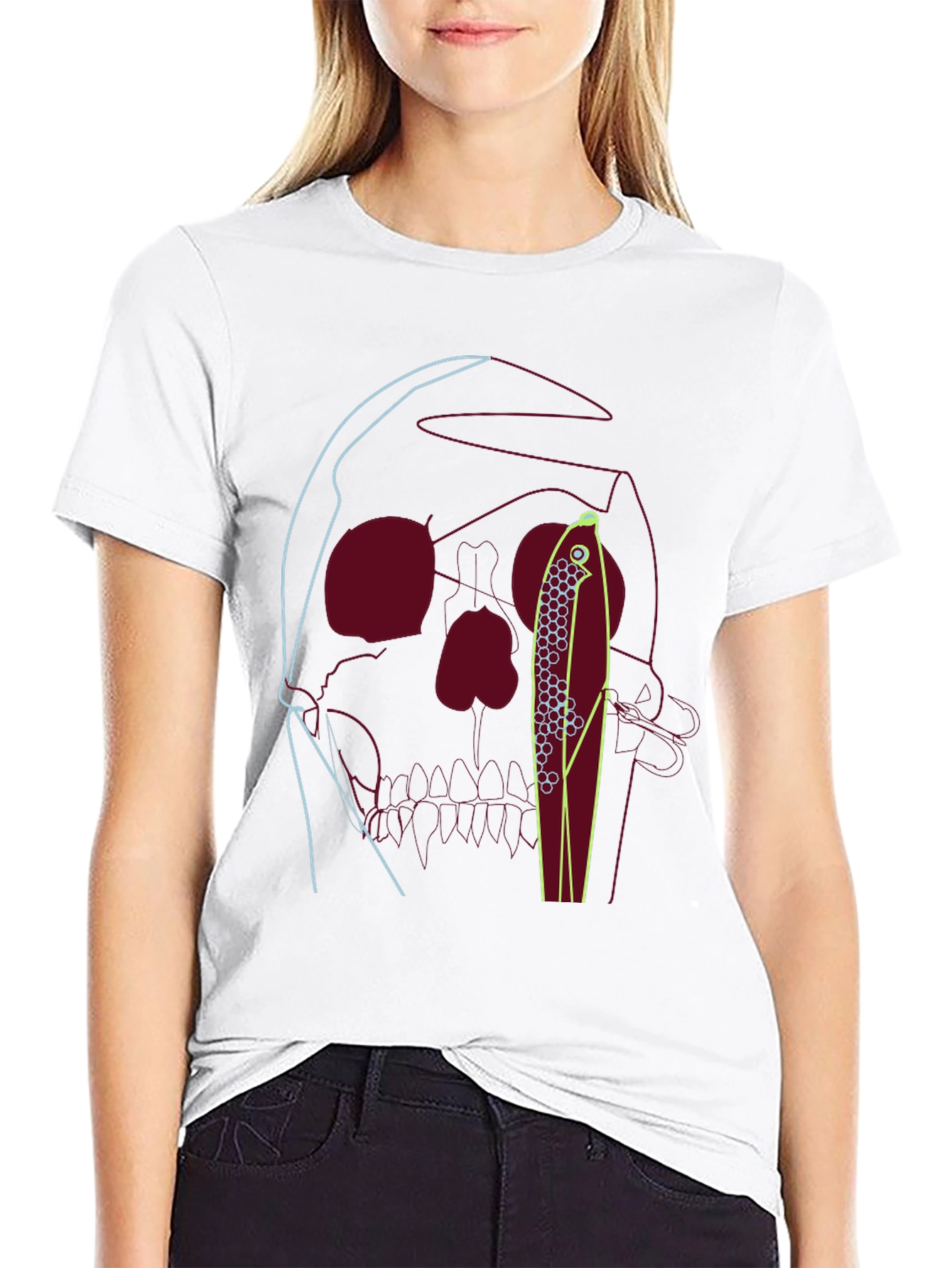 Skull & Fishing Lure Graphic Tee - Unique Design