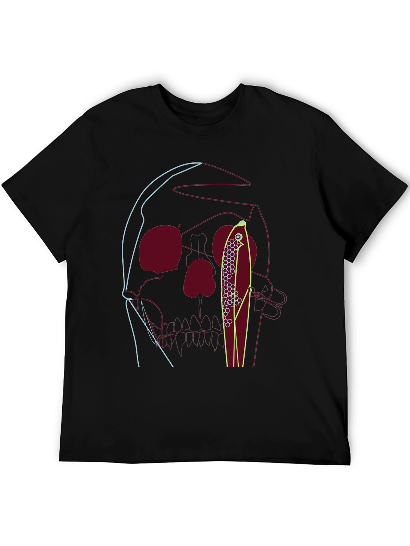 Skull & Fishing Lure Graphic Tee - Unique Design