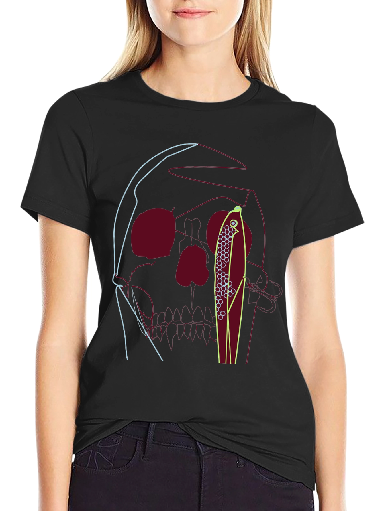 Skull & Fishing Lure Graphic Tee - Unique Design