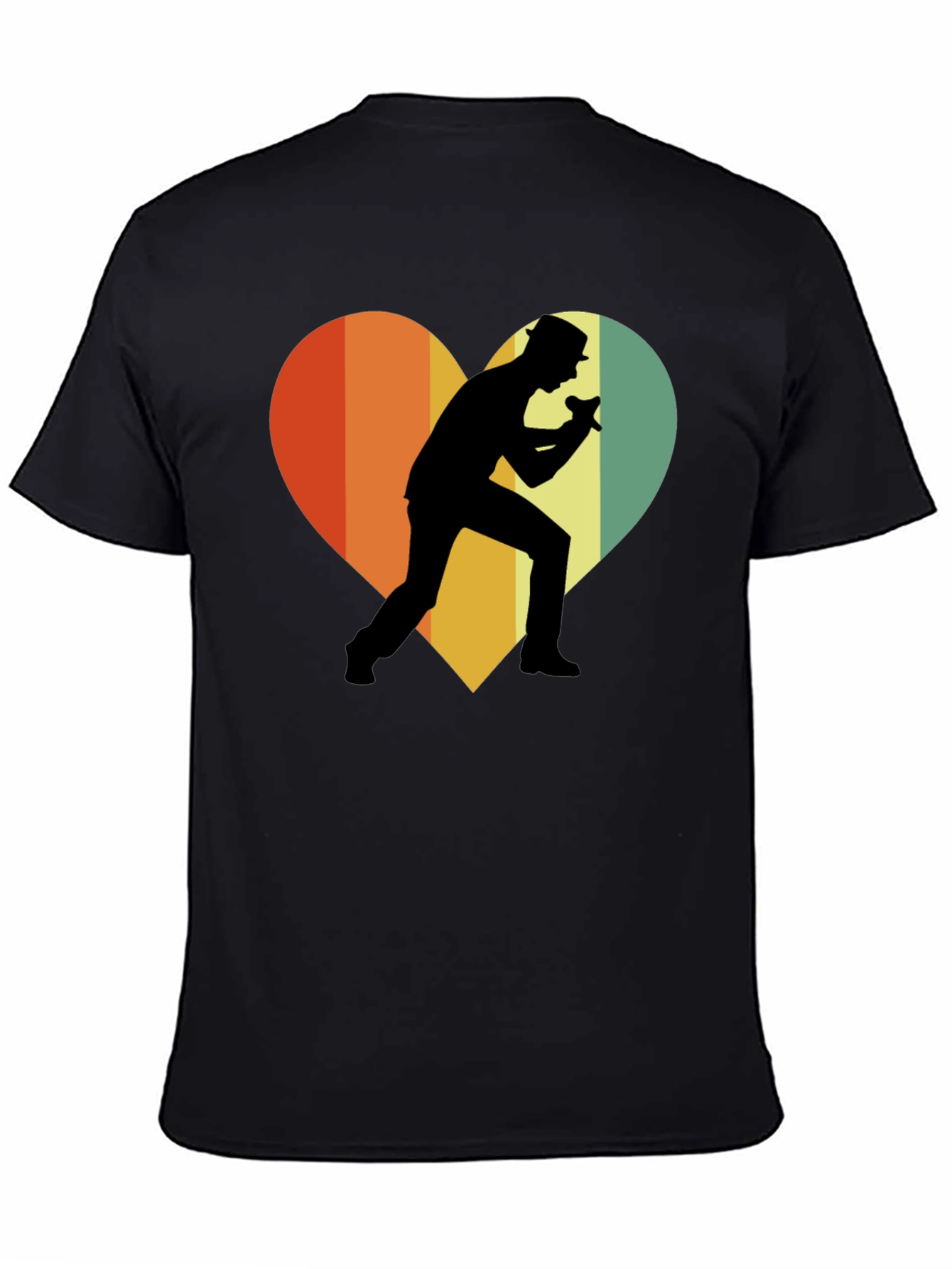Retro Singer Heart T-Shirt - Black