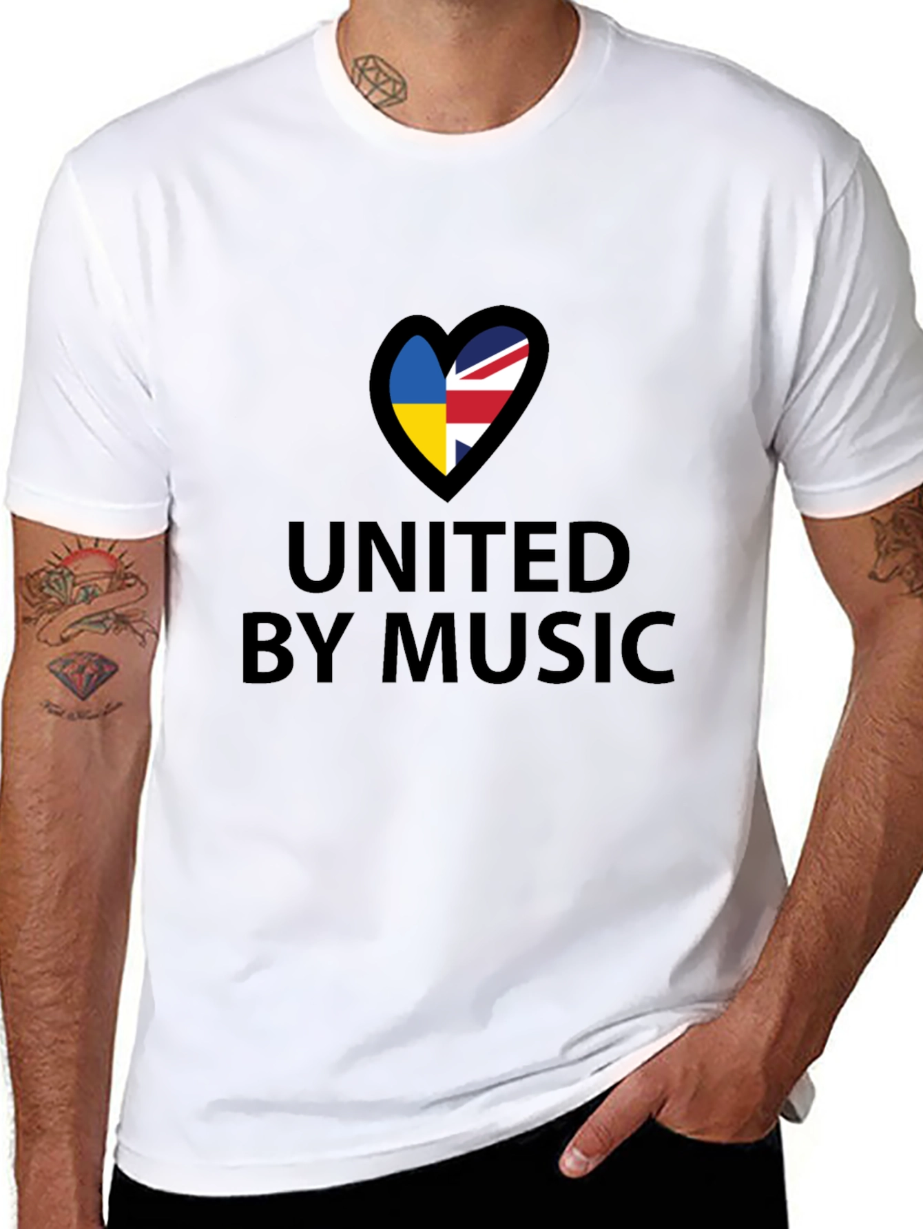 United By Music Ukraine UK Flag Heart T-Shirt