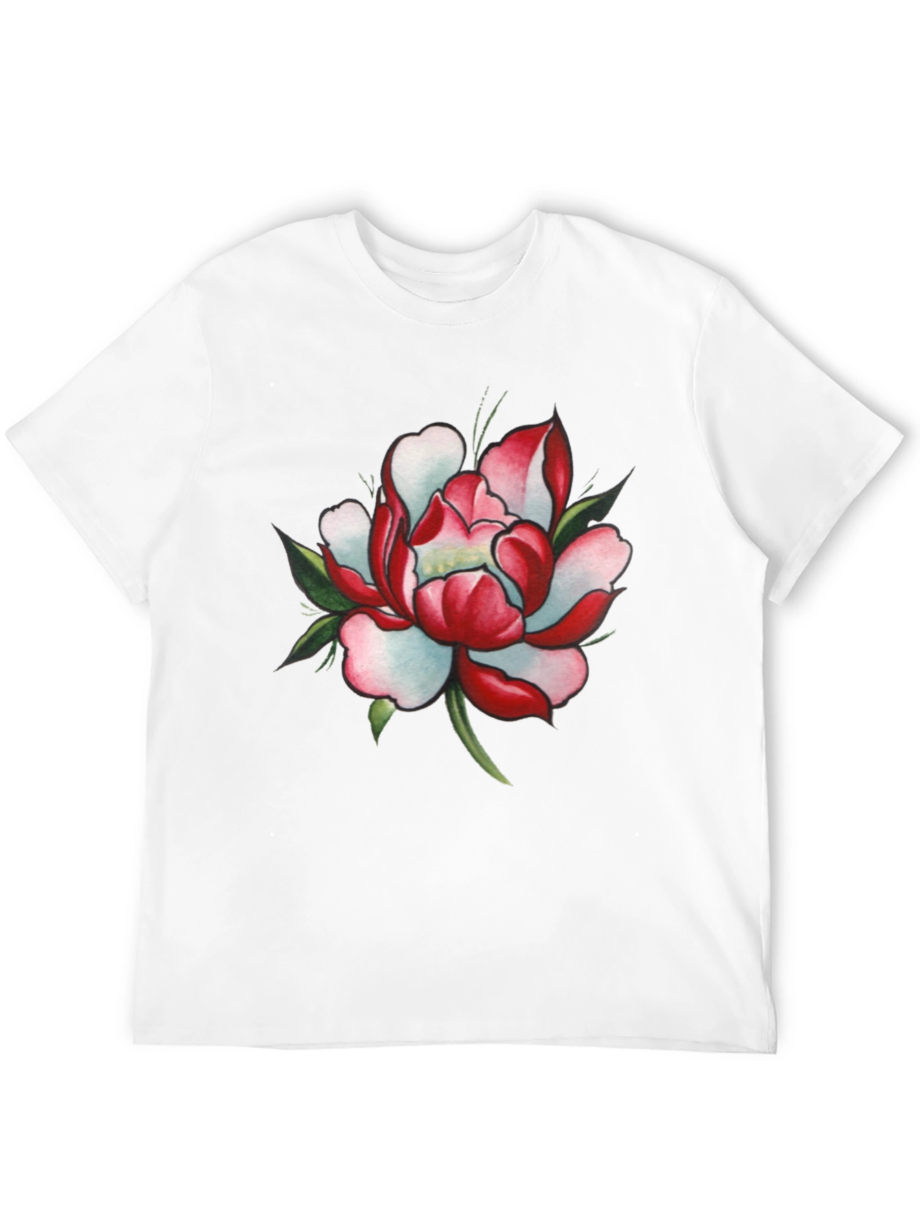 Black T-Shirt with Floral Design