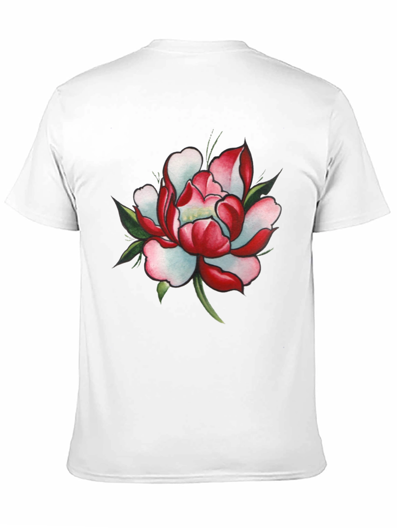 Black T-Shirt with Floral Design