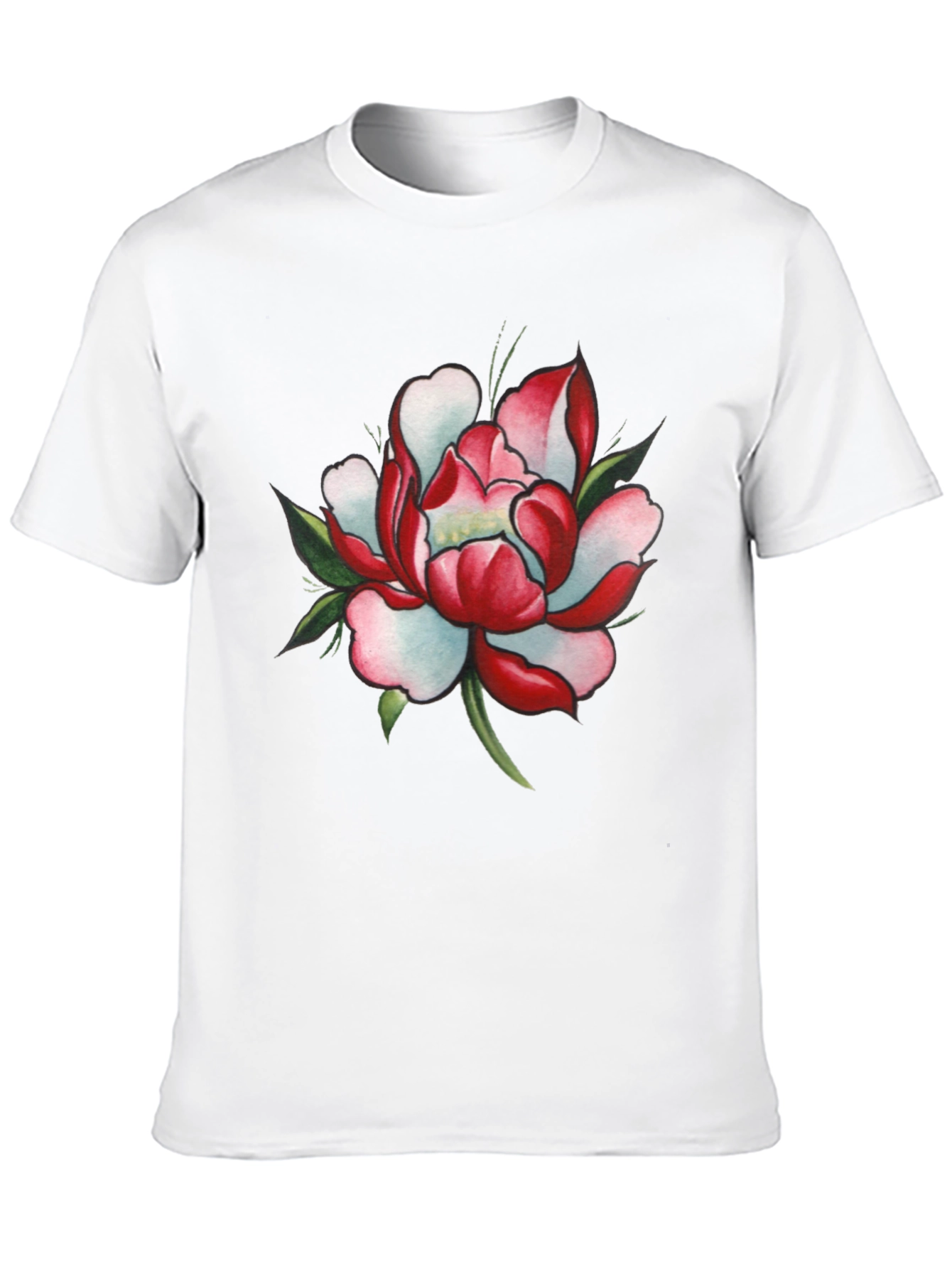 Black T-Shirt with Floral Design