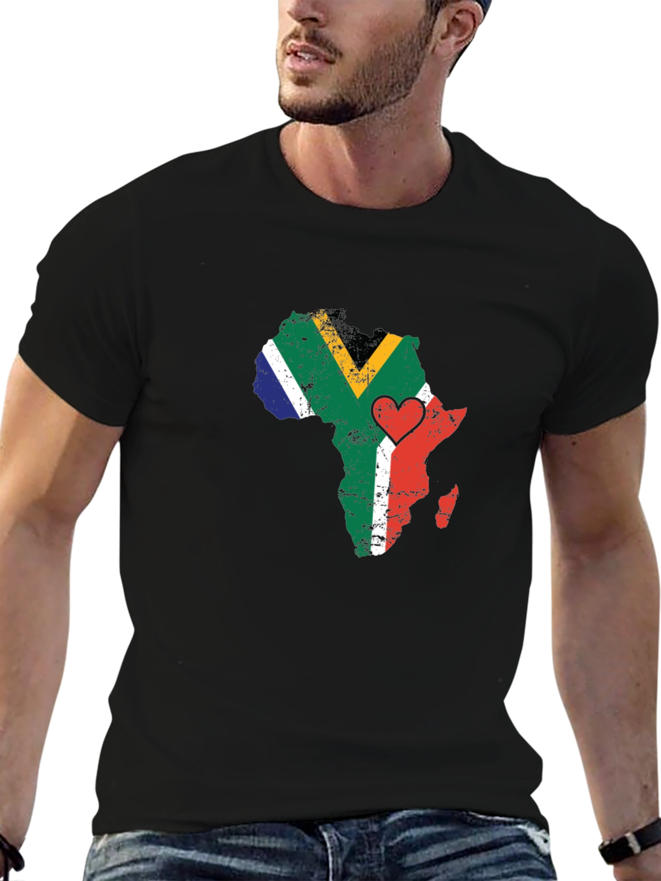 Africa Map South Africa Flag Heart T-Shirt