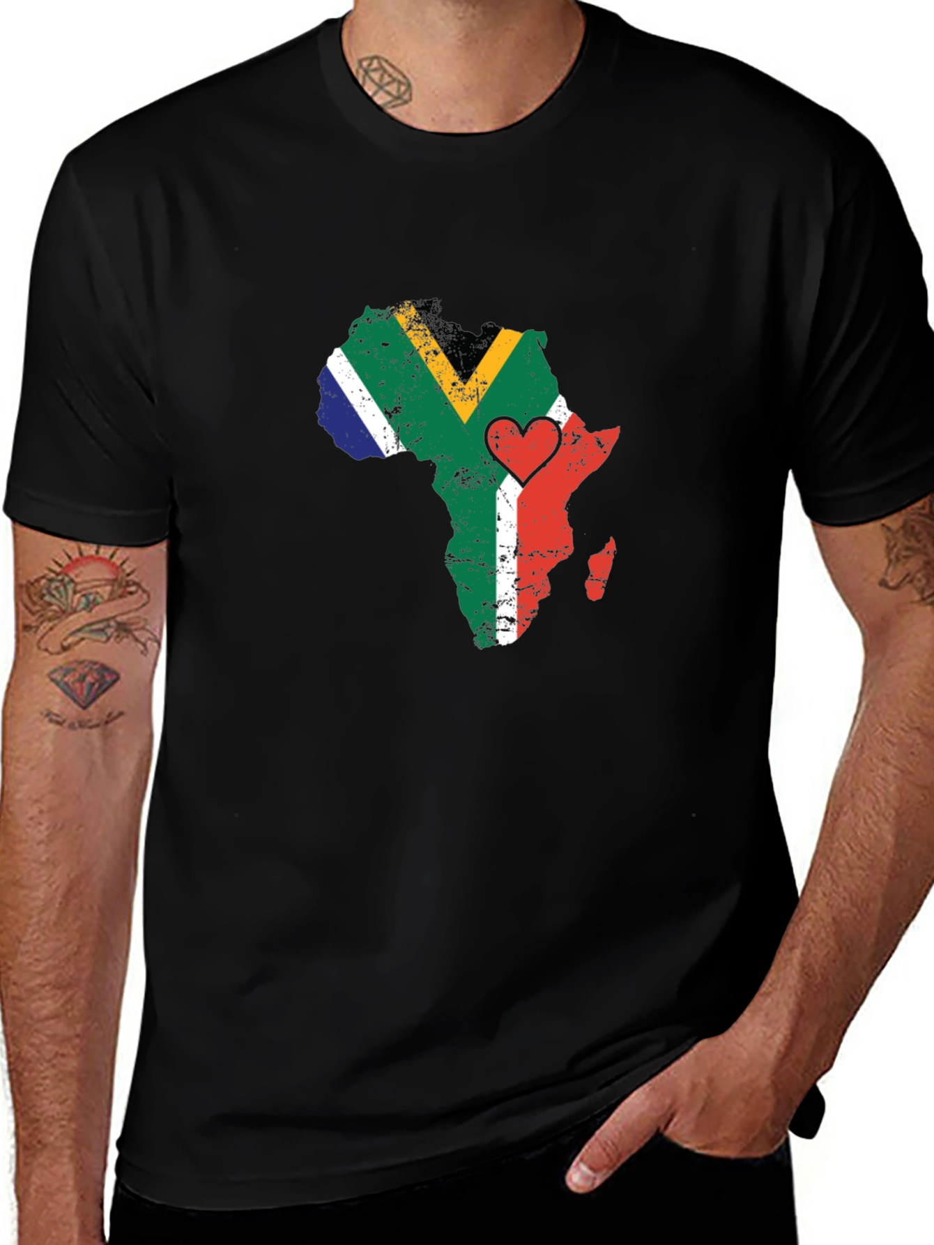 Africa Map South Africa Flag Heart T-Shirt