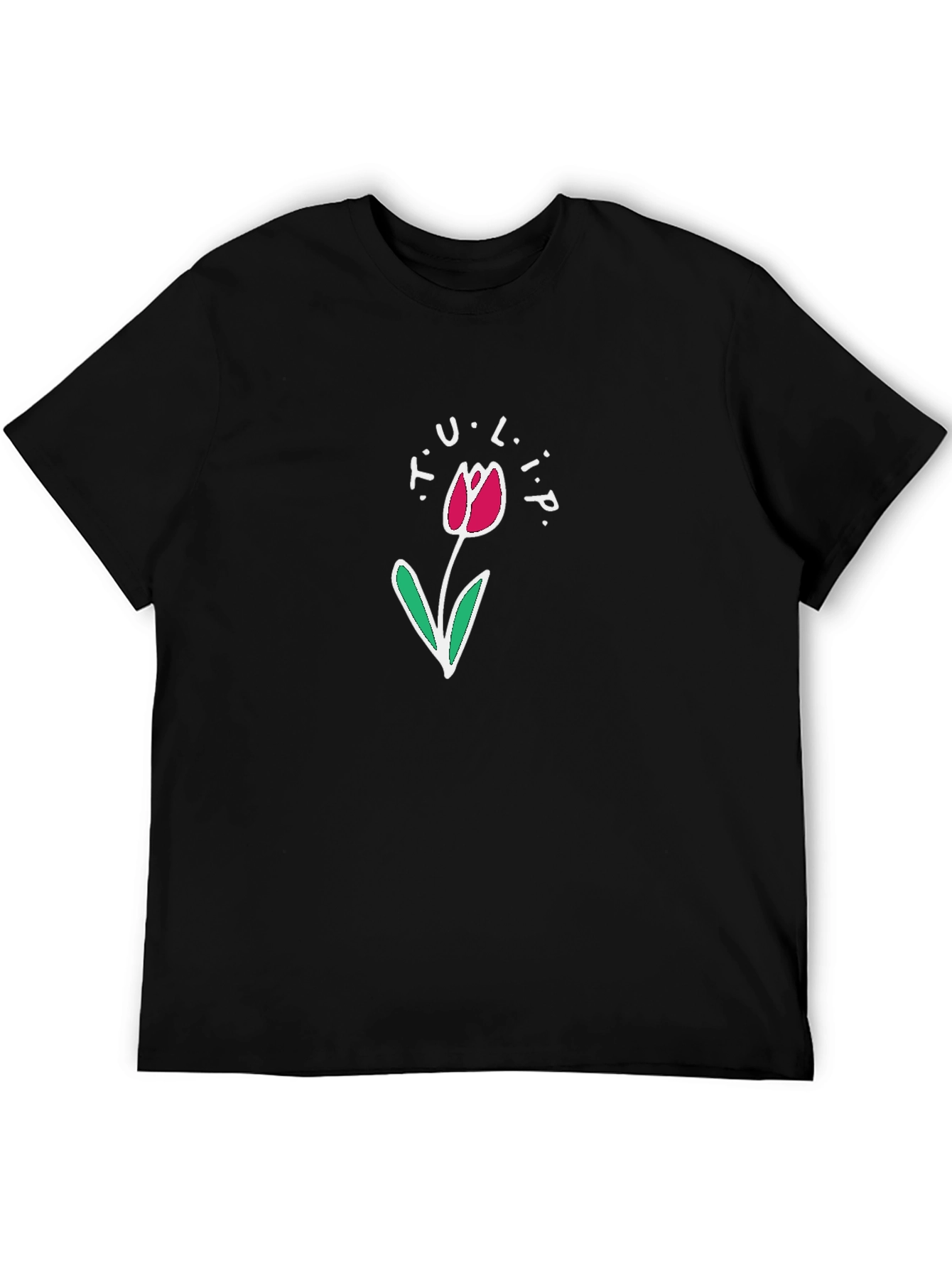 Tulip Graphic T-Shirt - Black Casual Tee
