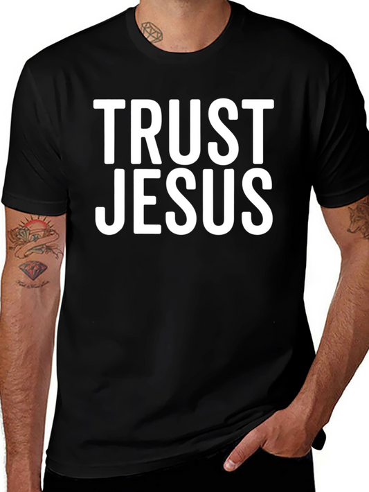 Trust Jesus Black Cotton T-Shirt Christian Faith