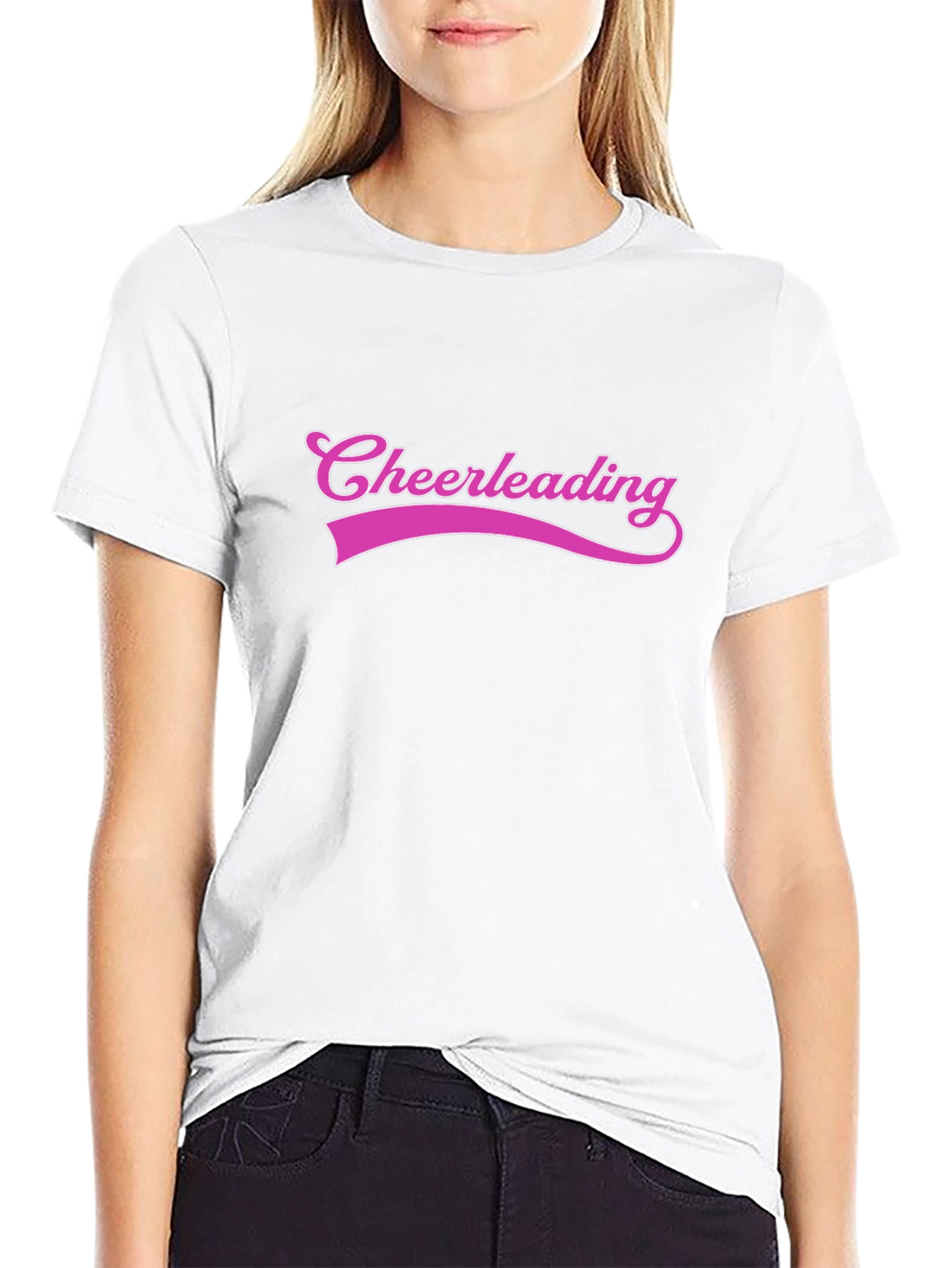 Cheerleading Graphic Tee - Black Cotton T-Shirt