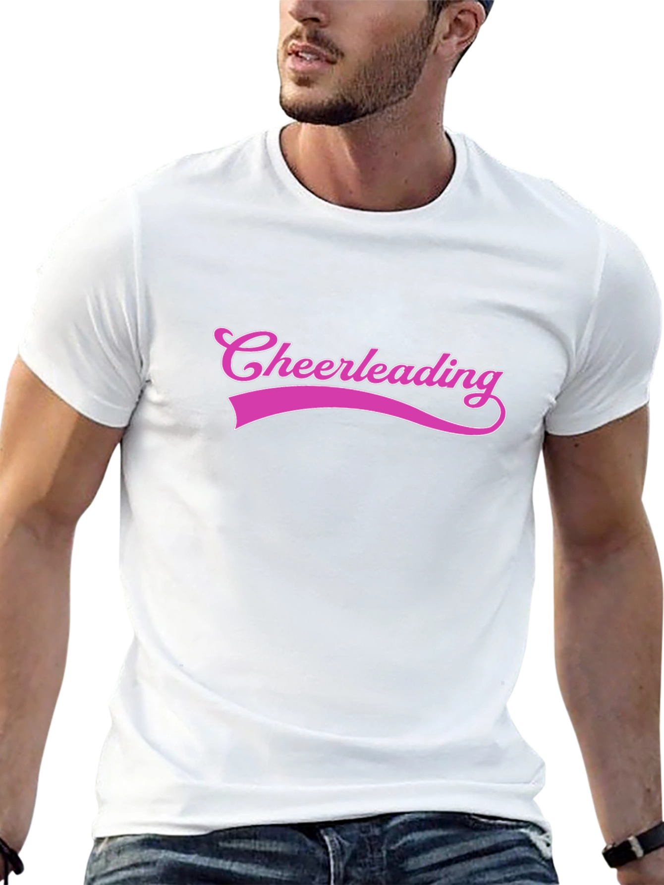 Cheerleading Graphic Tee - Black Cotton T-Shirt