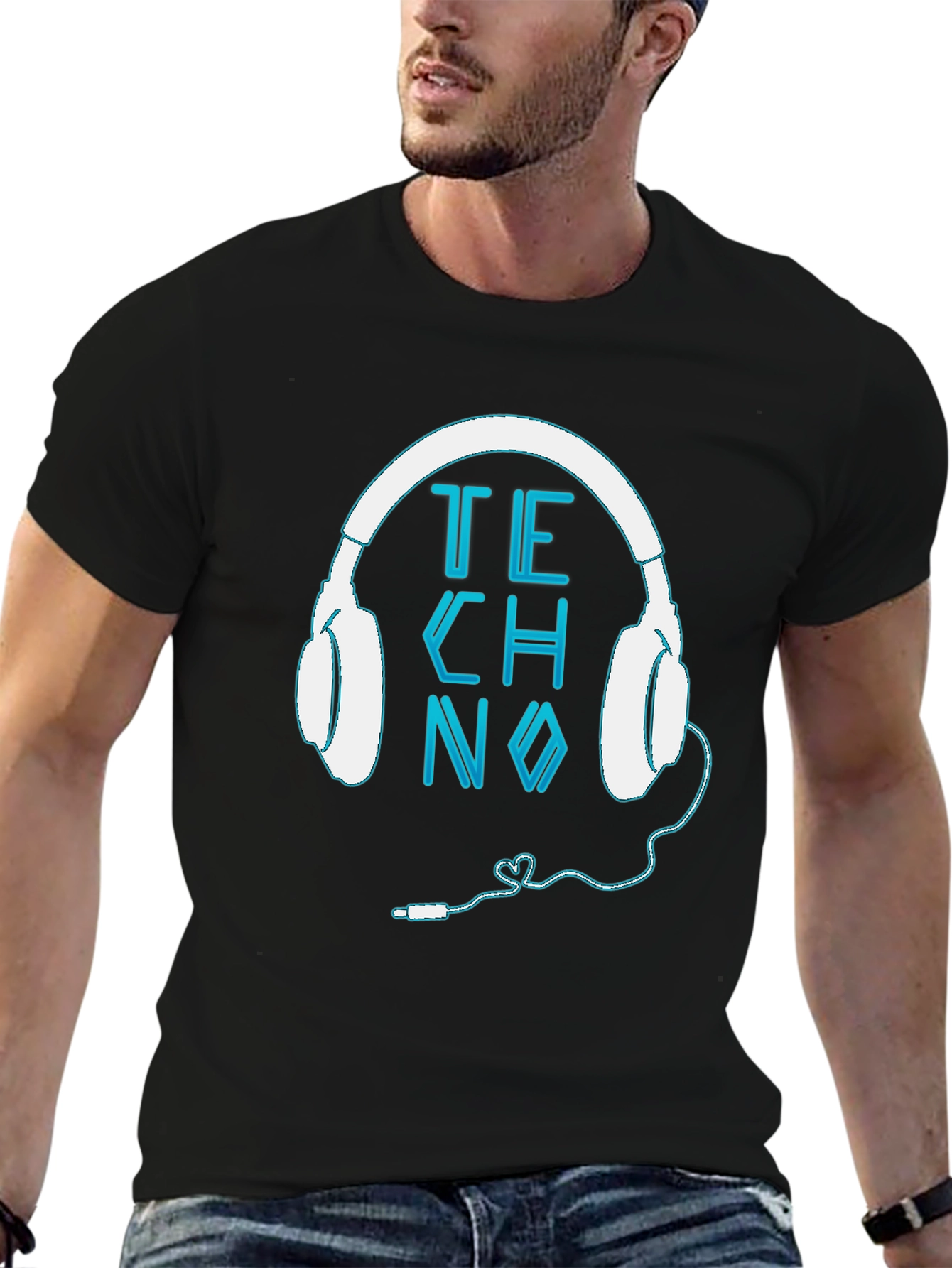 Techno Music Headphone T-Shirt - Cool Graphic Tee