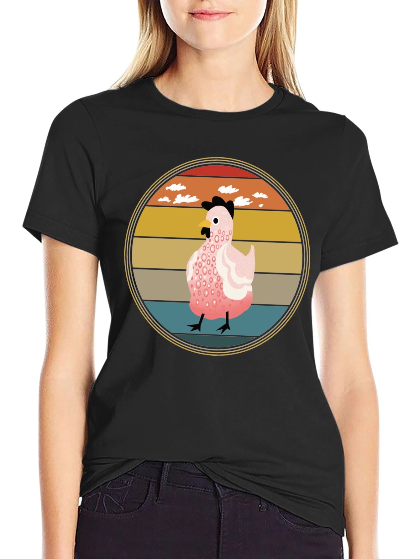 Retro Sunset Chicken Graphic Tee