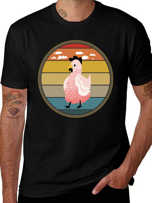 Retro Sunset Chicken Graphic Tee