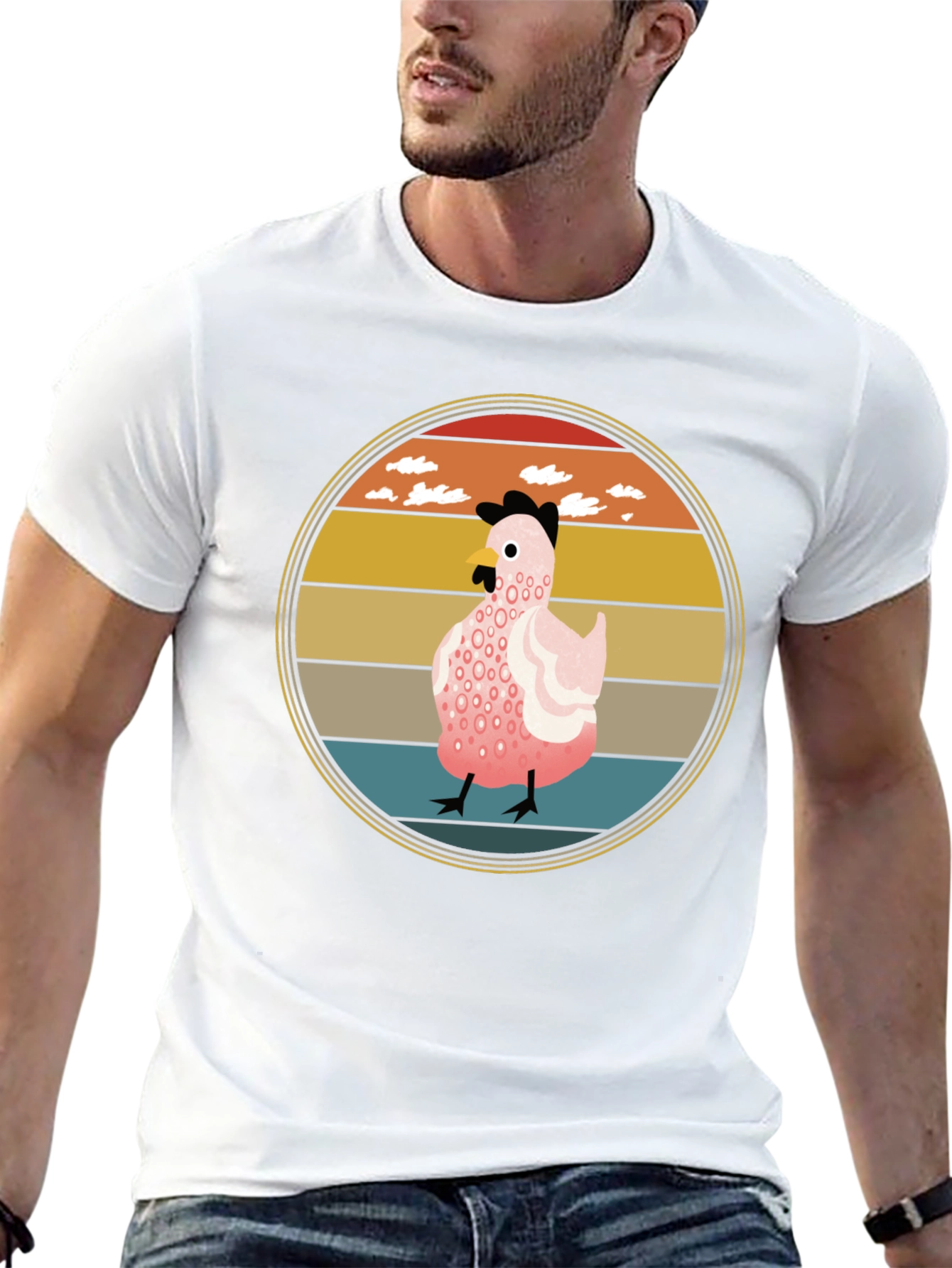 Retro Sunset Chicken Graphic Tee