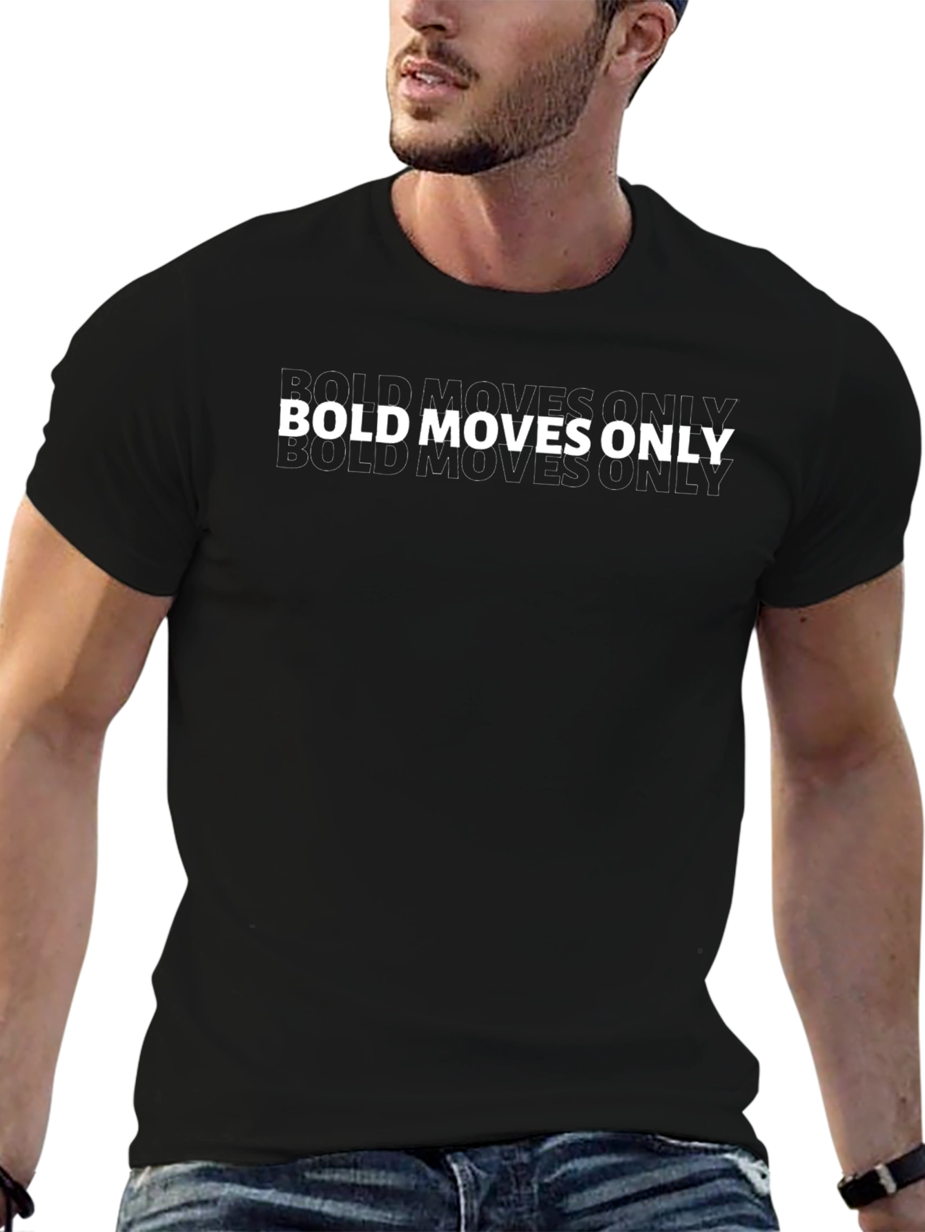 Bold Moves Only Graphic Tee - Stylish Black T-Shirt