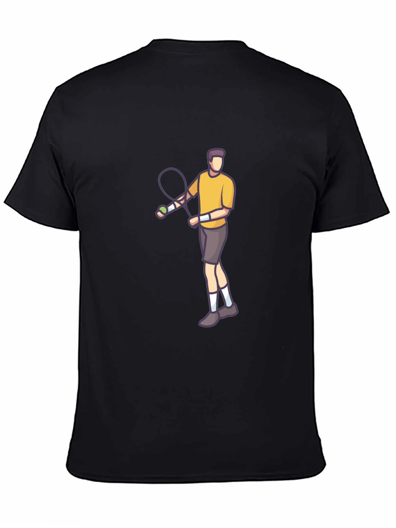 Tennis Player Graphic Tee - Black Cotton
