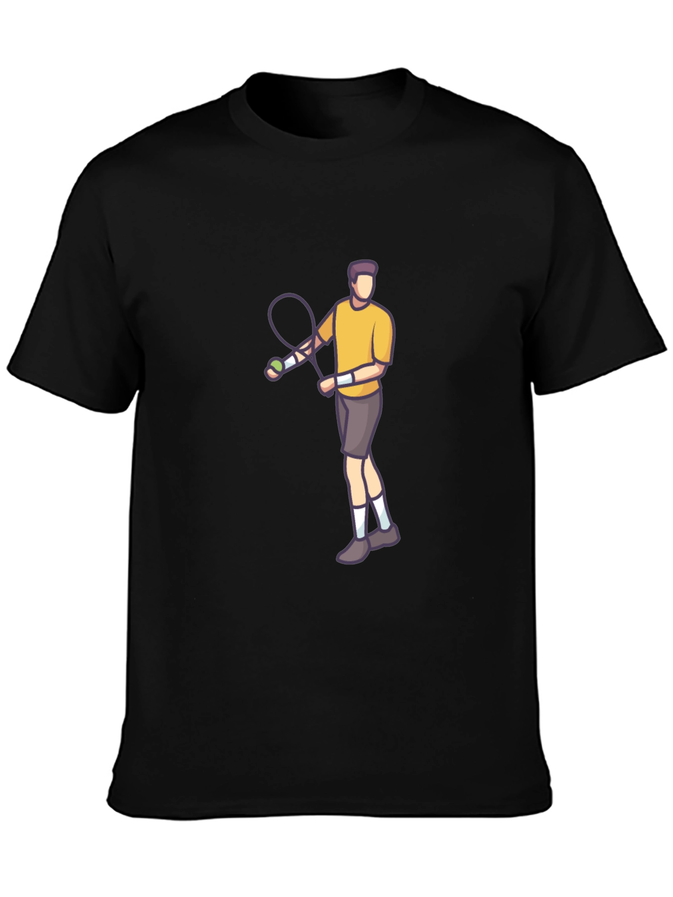 Tennis Player Graphic Tee - Black Cotton