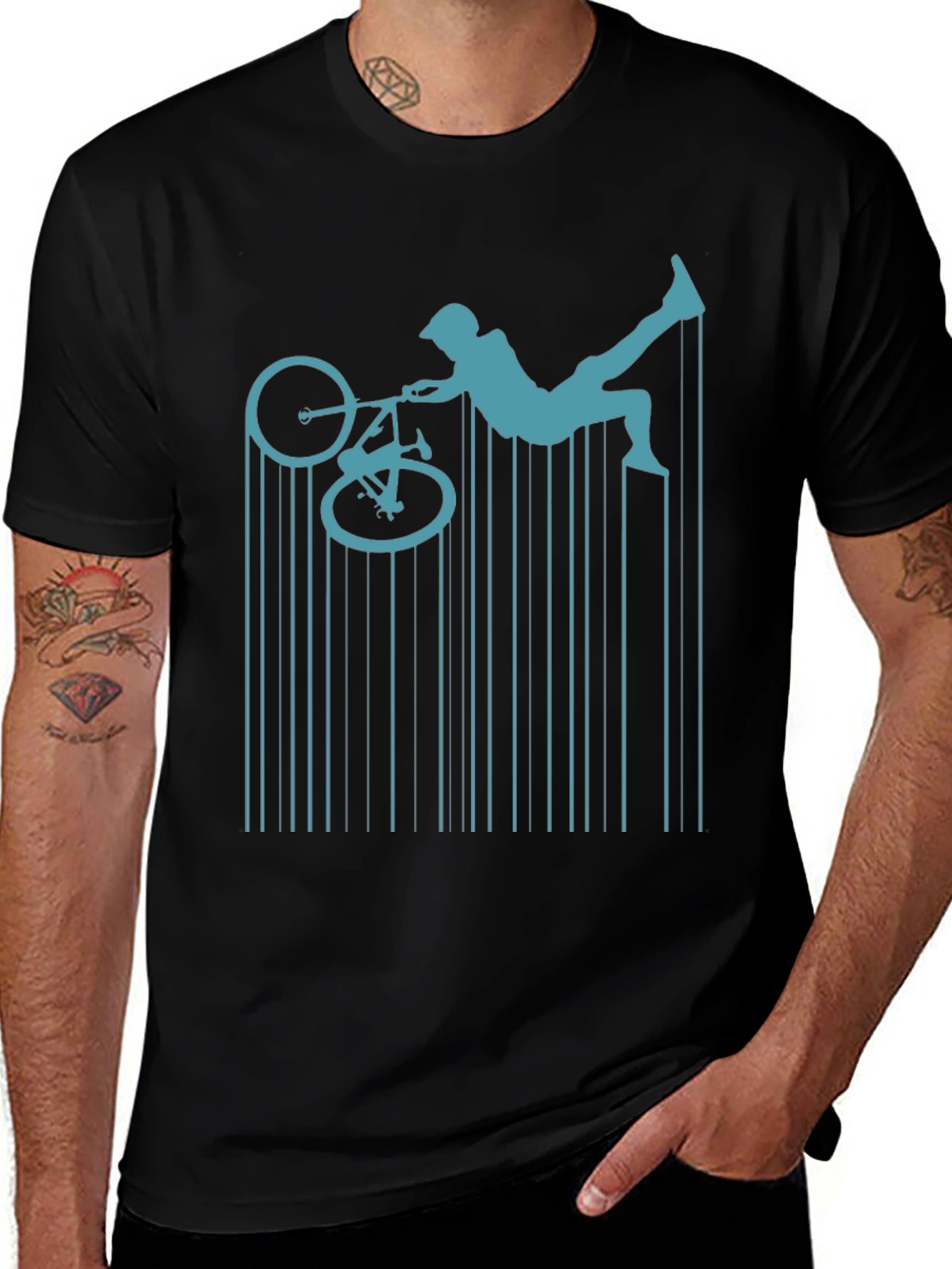 BMX Rider Barcode T-Shirt | Stunt Bike Graphic Tee