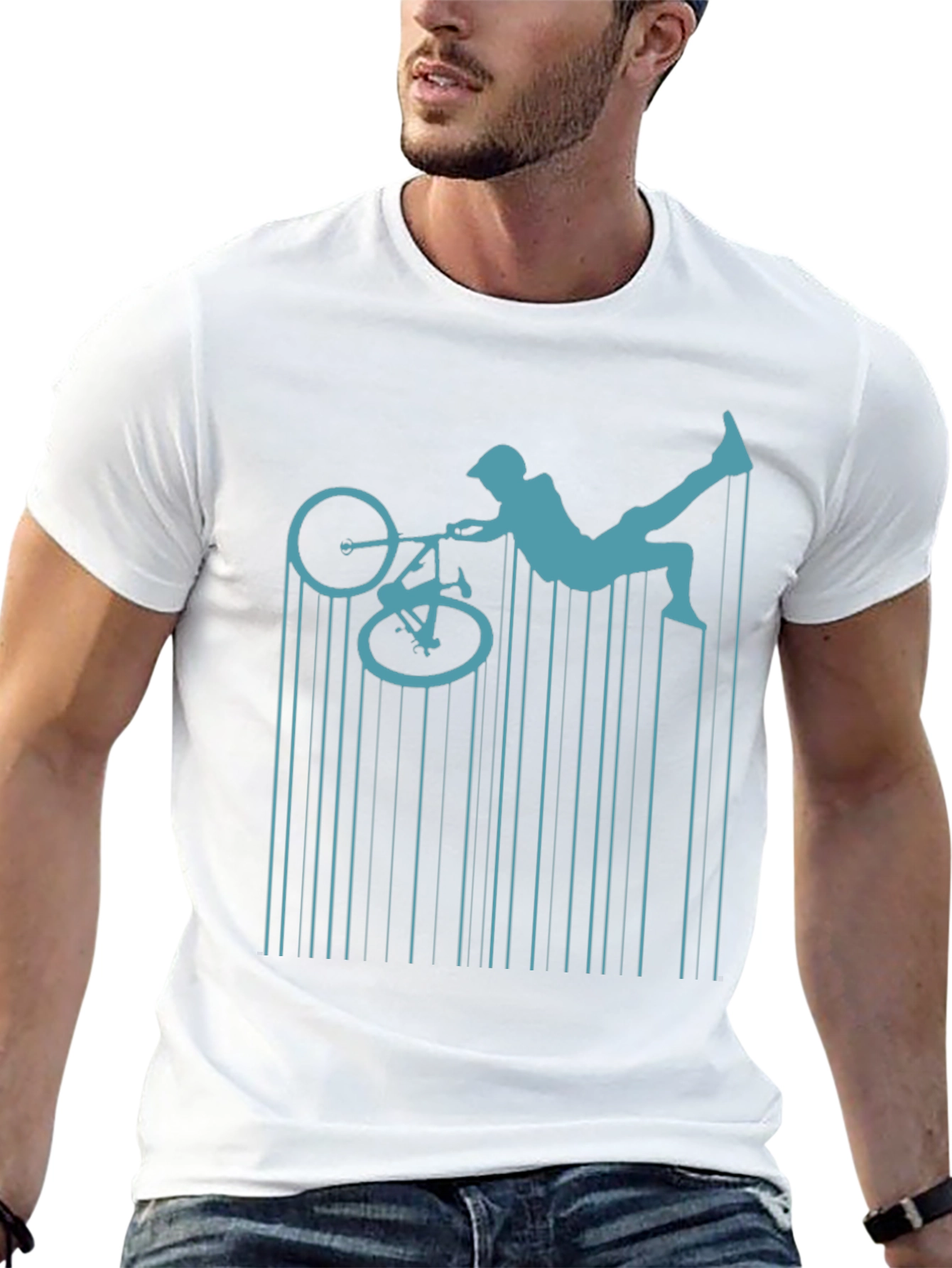 BMX Rider Barcode T-Shirt | Stunt Bike Graphic Tee