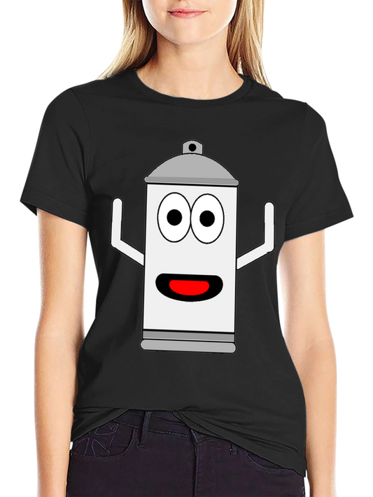 Spray Can Cartoon Graphic Tee - Black