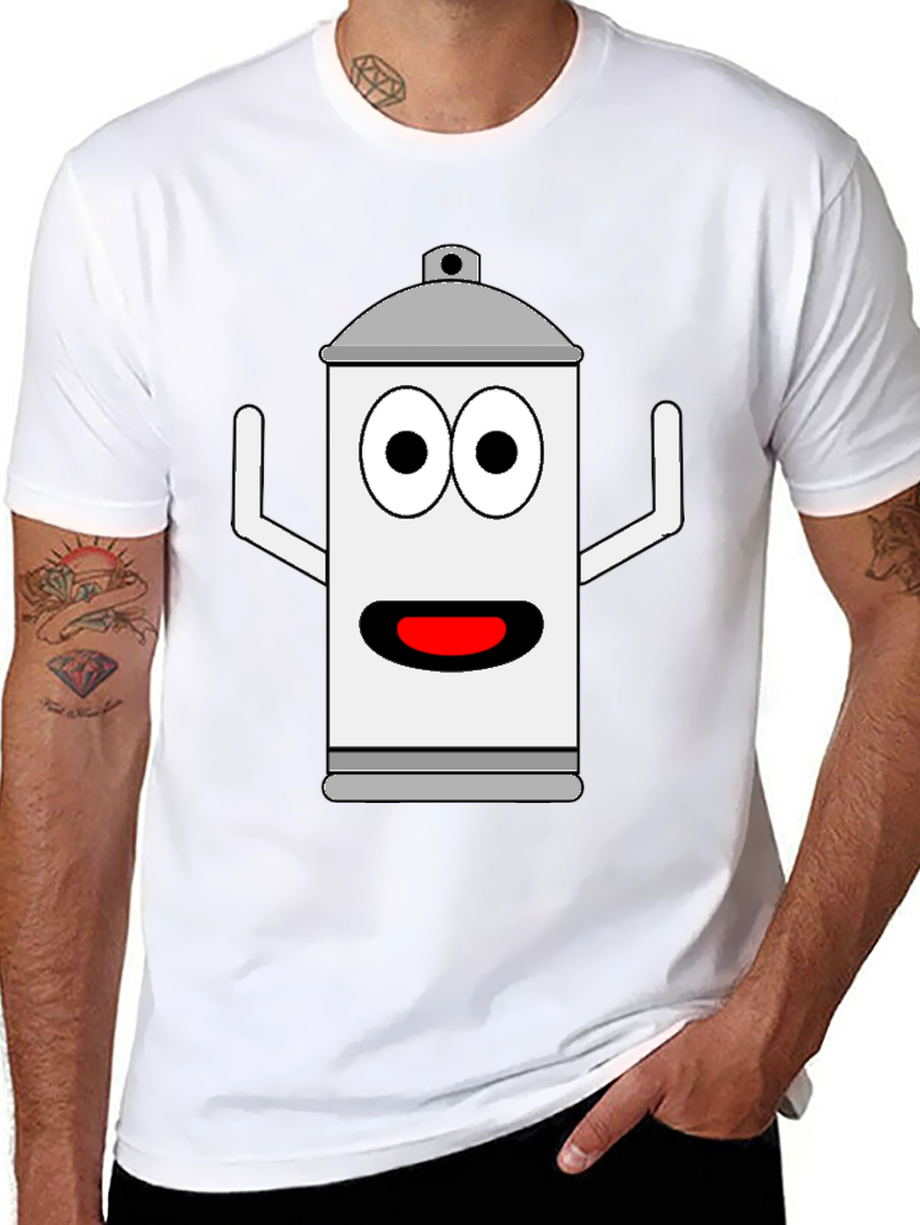 Spray Can Cartoon Graphic Tee - Black