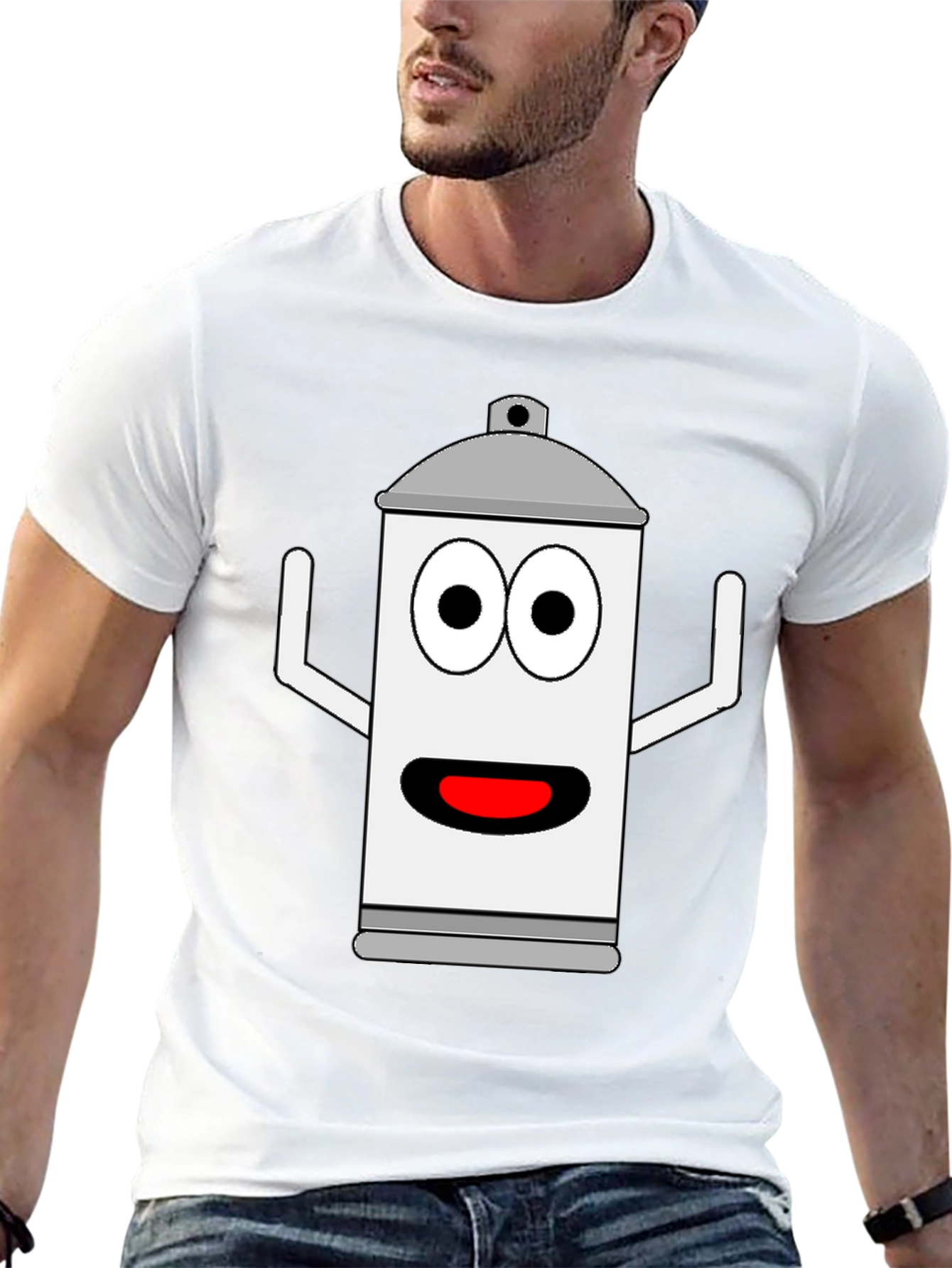 Spray Can Cartoon Graphic Tee - Black