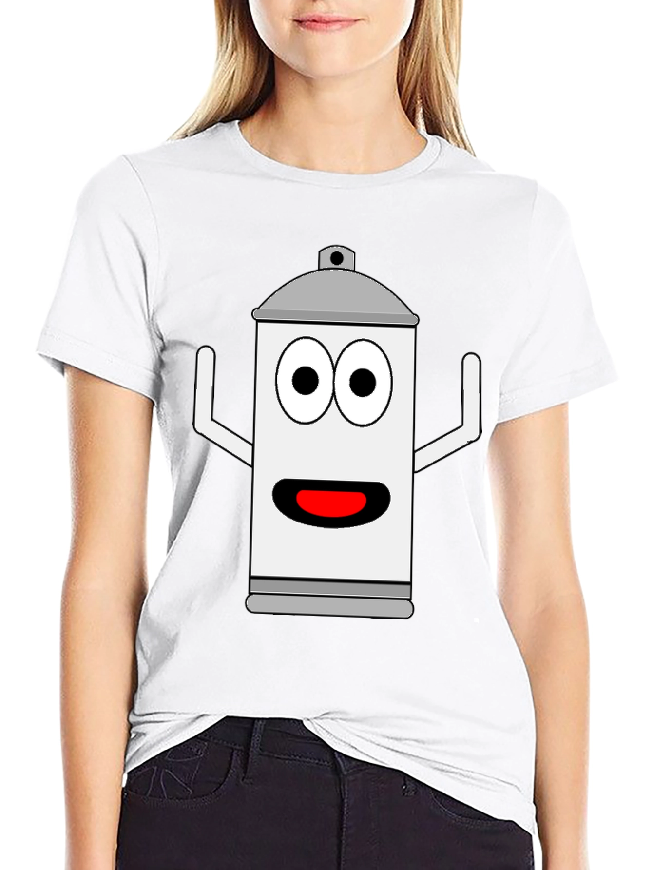 Spray Can Cartoon Graphic Tee - Black