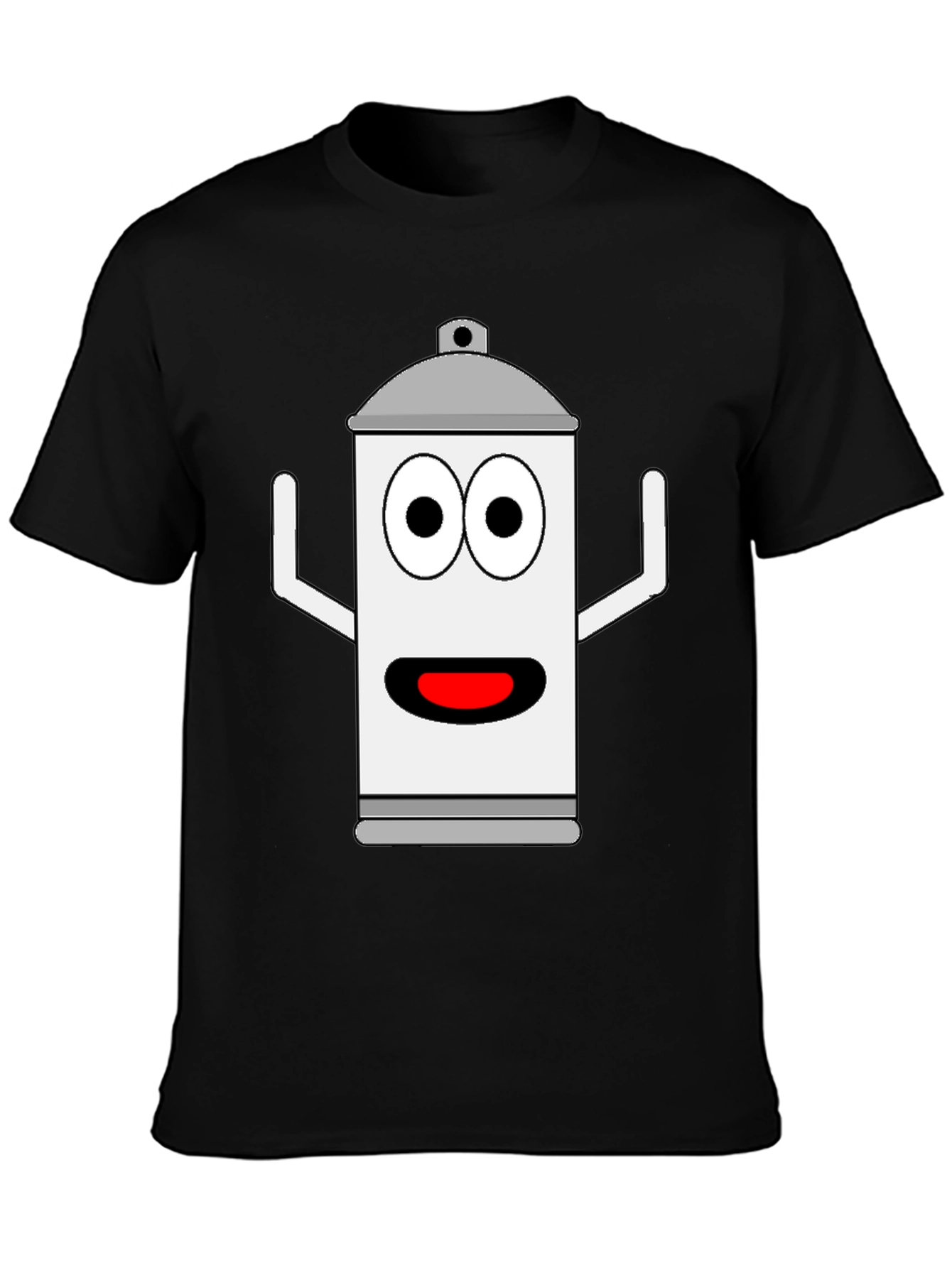 Spray Can Cartoon Graphic Tee - Black