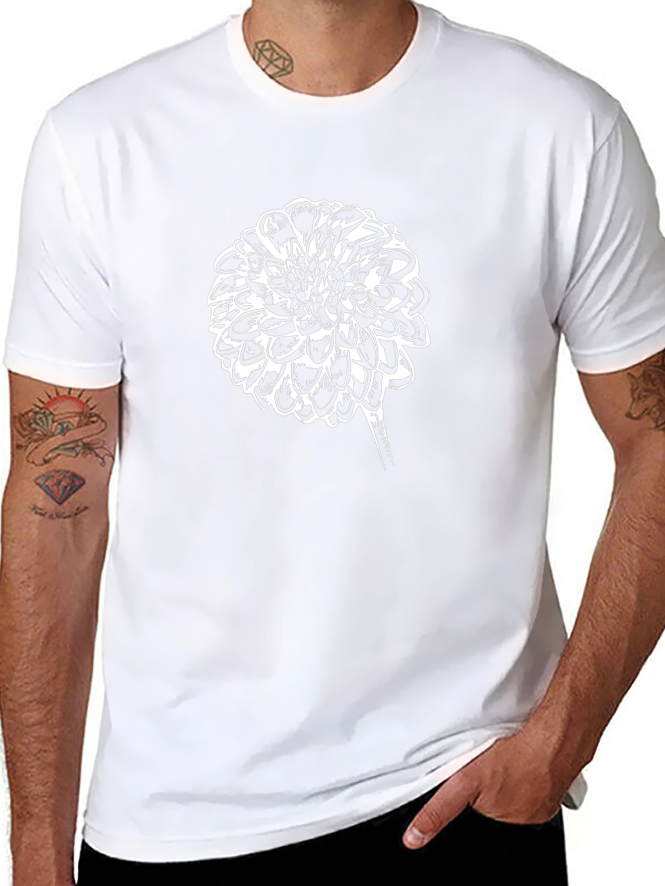 Black T-Shirt with Floral Graphic