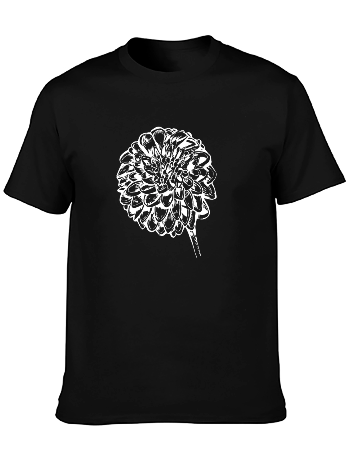 Black T-Shirt with Floral Graphic