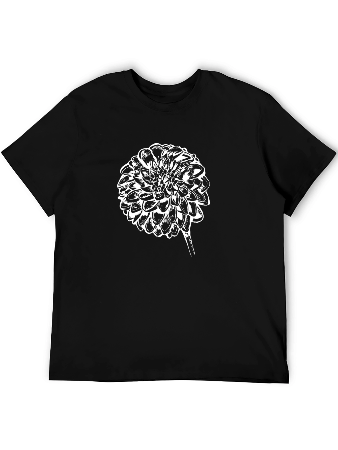 Black T-Shirt with Floral Graphic