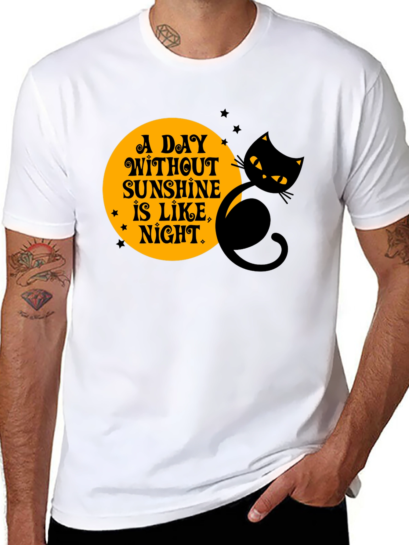 Black Cat Halloween T-Shirt - A Day Without Sunshine