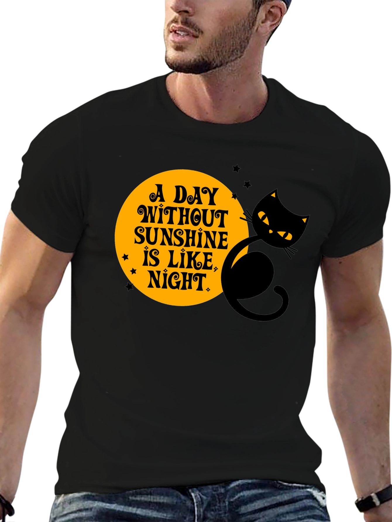 Black Cat Halloween T-Shirt - A Day Without Sunshine
