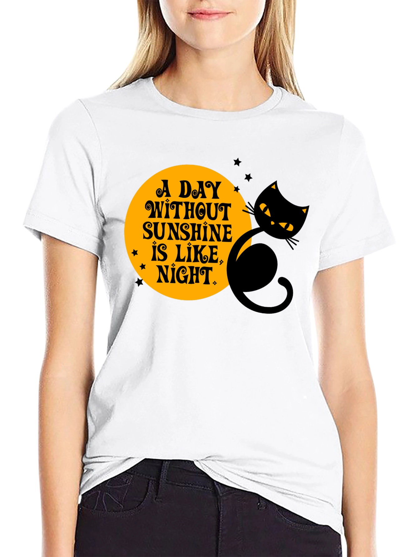 Black Cat Halloween T-Shirt - A Day Without Sunshine