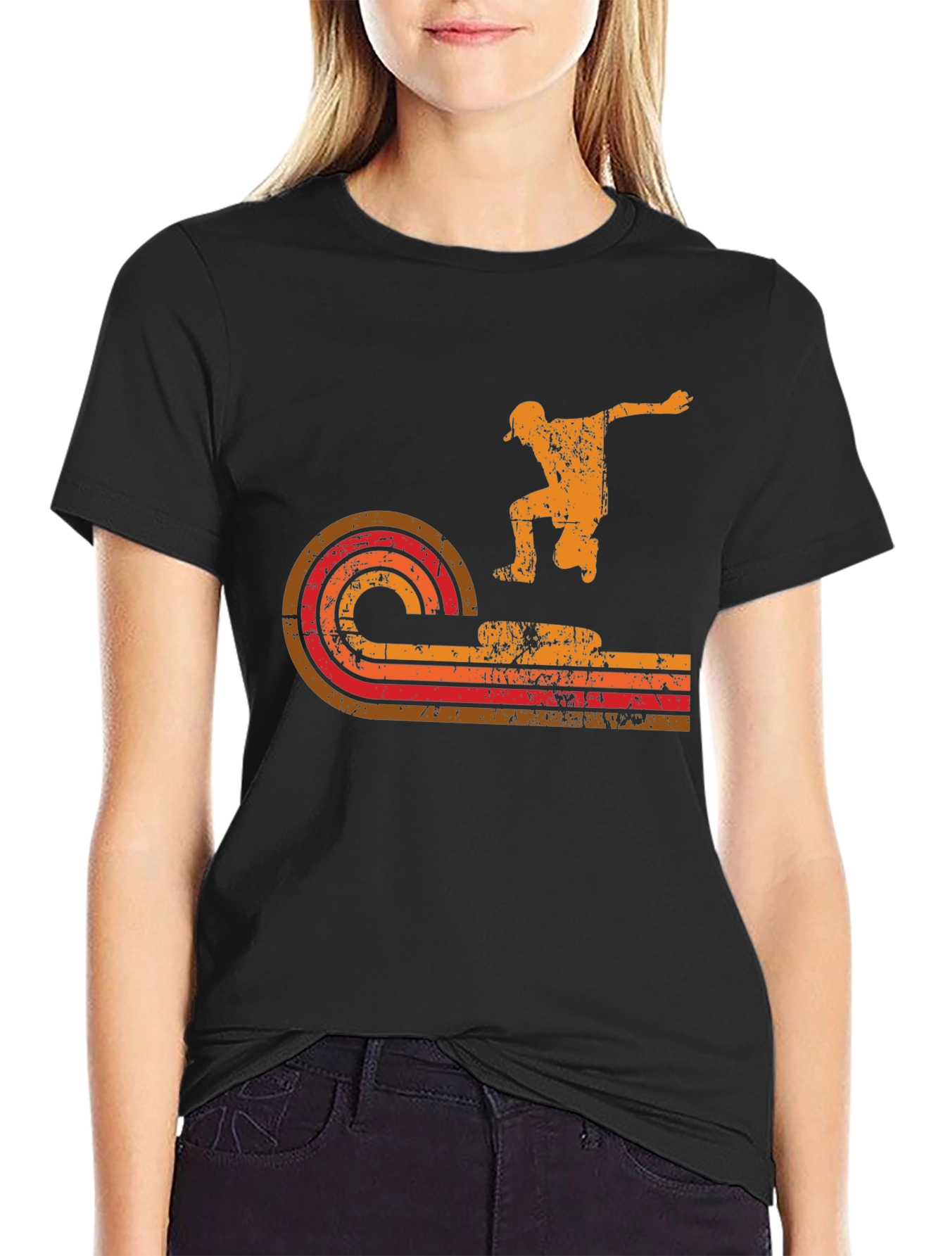 Retro Skater Graphic Tee - Black